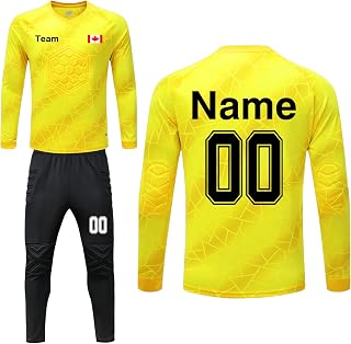 HDSD Custom Soccer Goalie Jersey Youth Boys Padded with Name Number Team Logo Personalized Soccer Goal Jersey for Kid Adult