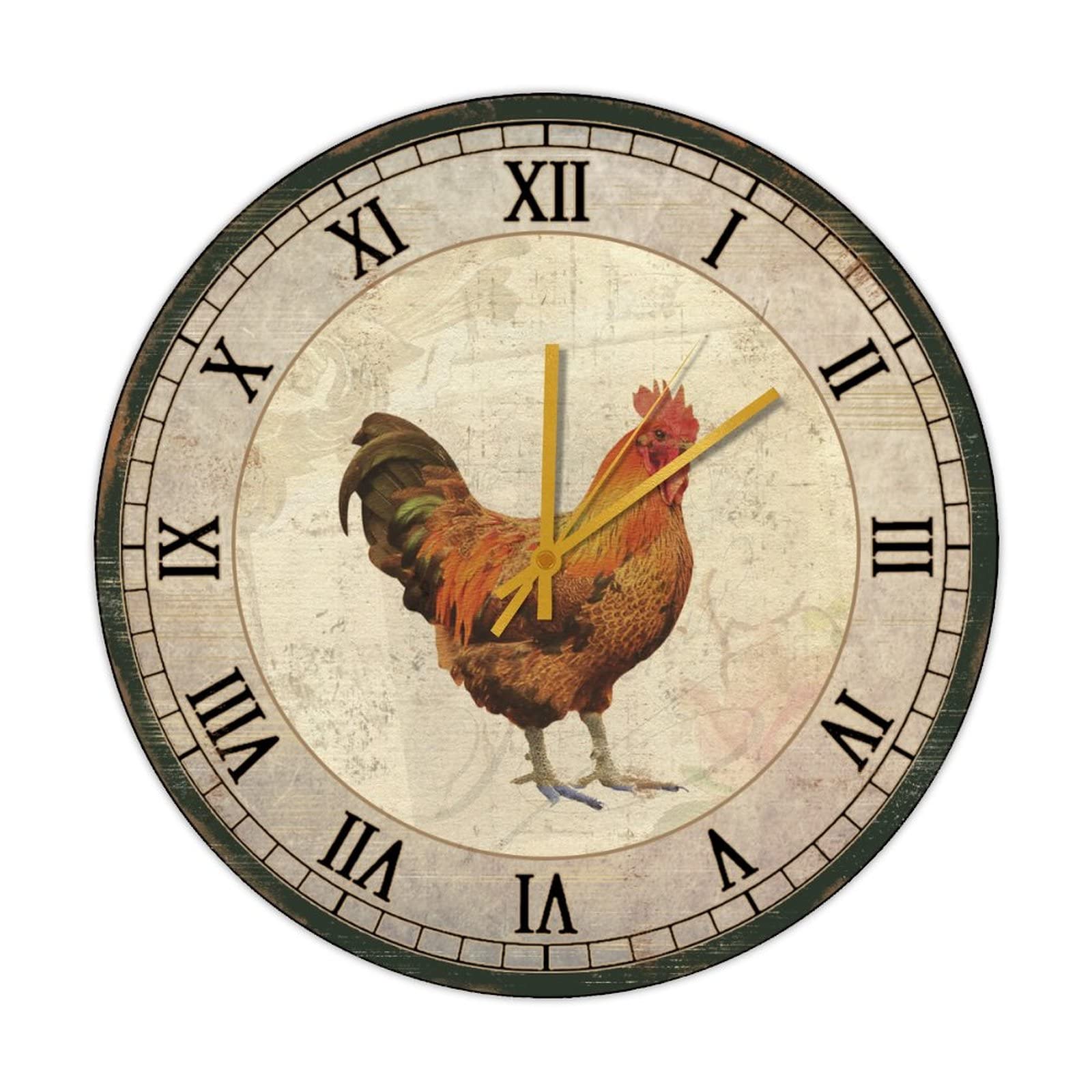 Horloge murale coq retro pour cuisine et maison campagnarde