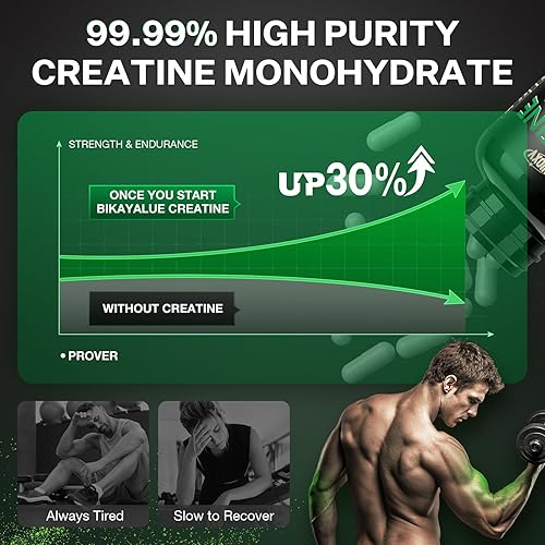 Miniatura 4 de Monohidrato de creatina, 5000 mg por porción cápsulas de creatina (50 porciones), con 250000 mg de creatina pura por botella, para apoyo muscular,