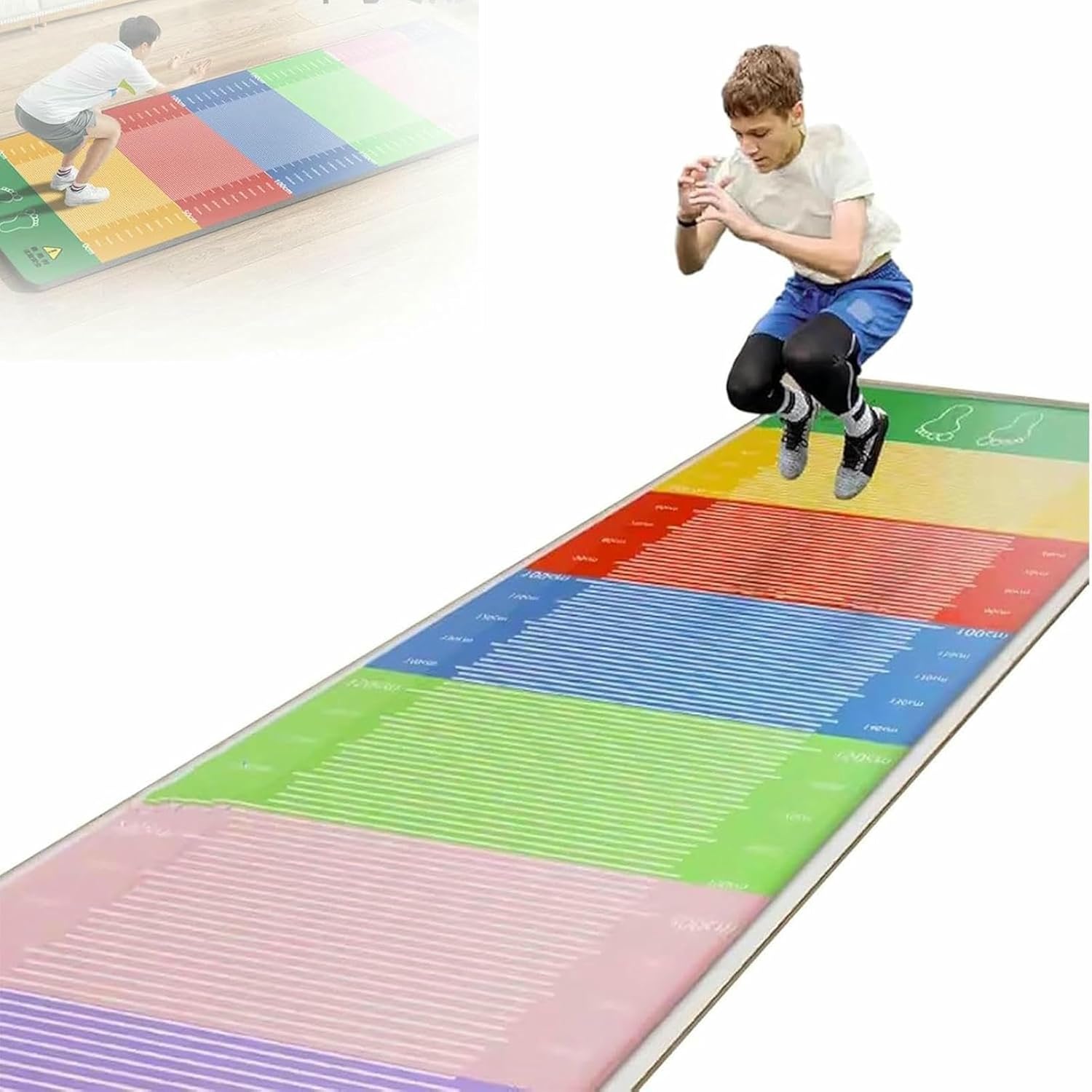 Long Jump Measuring Equipment, 7mm Thick Soft Jump Exercise Mat for Jump Rope/Workout, Jumping Practice Test Device, for Indoor Outdoor Safe Exercise Board,Kids