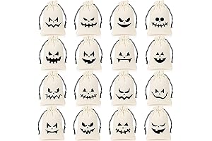 Shappy 48 Pcs Burlap Halloween Bags, 16 Fun Pumpkin Styles!