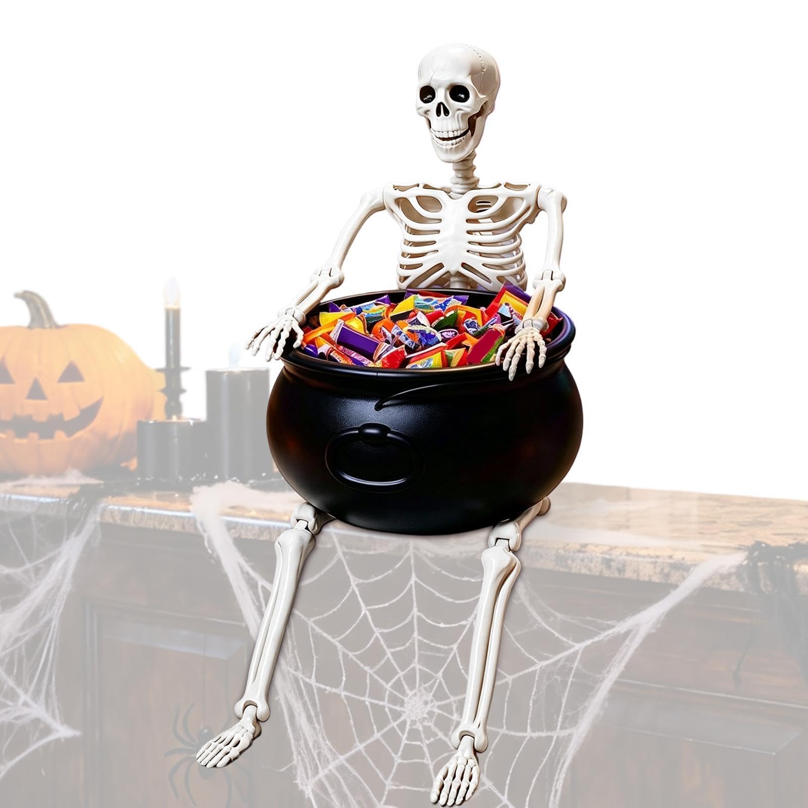 Outdoor Halloween Candy Bowl - articolato a mano, vassoio scheletro