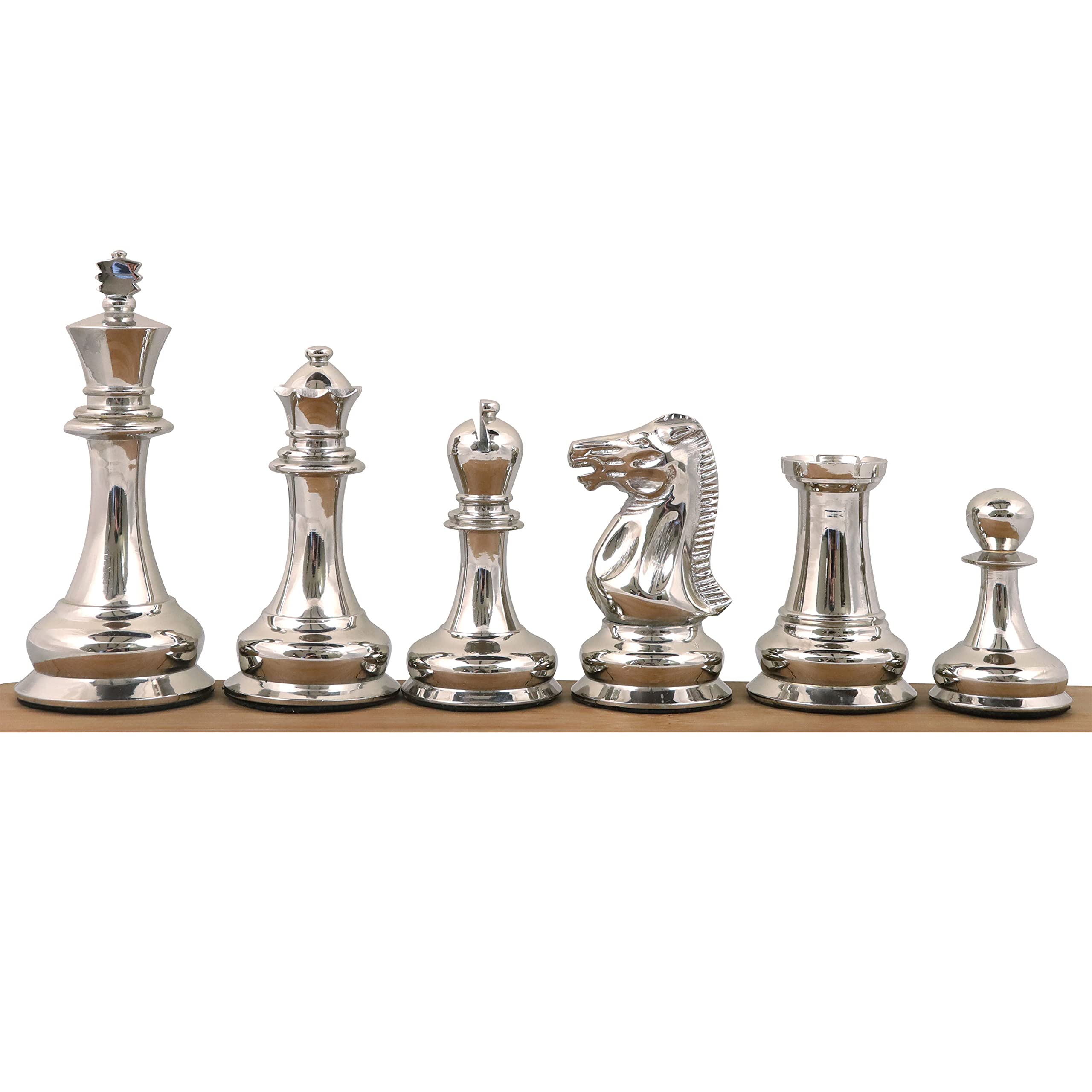 Royal Chess Mall 4.5" Jaques Staunton 1849 - Ensemble de pièces d'échecs en métal en Laiton de Luxe Uniquement - Argent