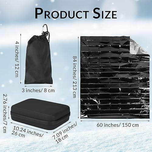 Miniatura 5 de Geyoga Paquete de 6 mantas de emergencia al aire libre para supervivencia manta térmica grande de Mylar espacial extremadamente frío impermeable