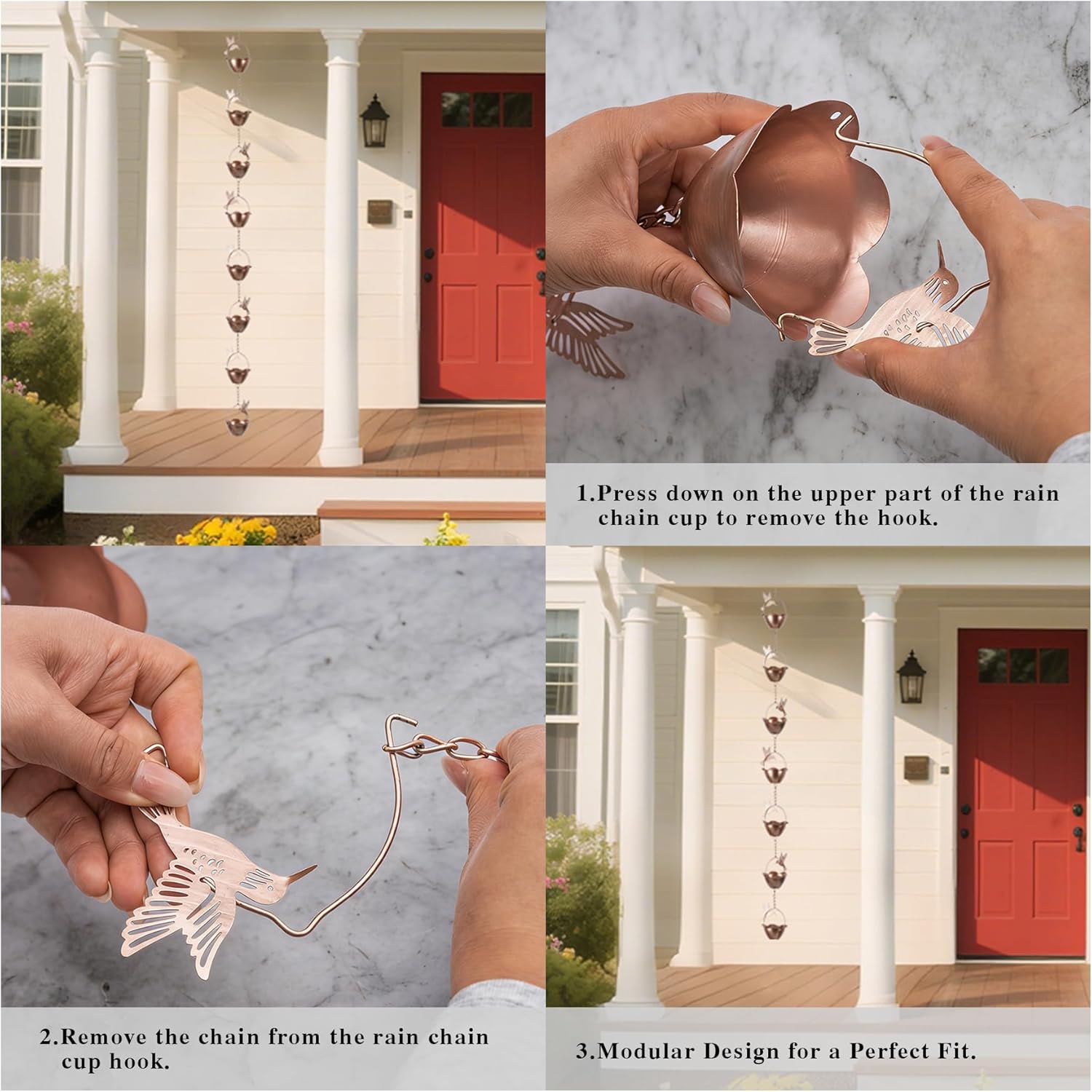 TZSSP Rain Chains Decorative Rain Chain Bell, 8-1/2 Length, Hummingbird