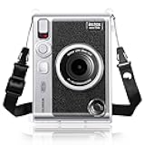 Rieibi Clear Protective Case for Fujifilm Instax Mini Evo Instant Camera - Hard Carrying Case Cover with Shoulder Strap