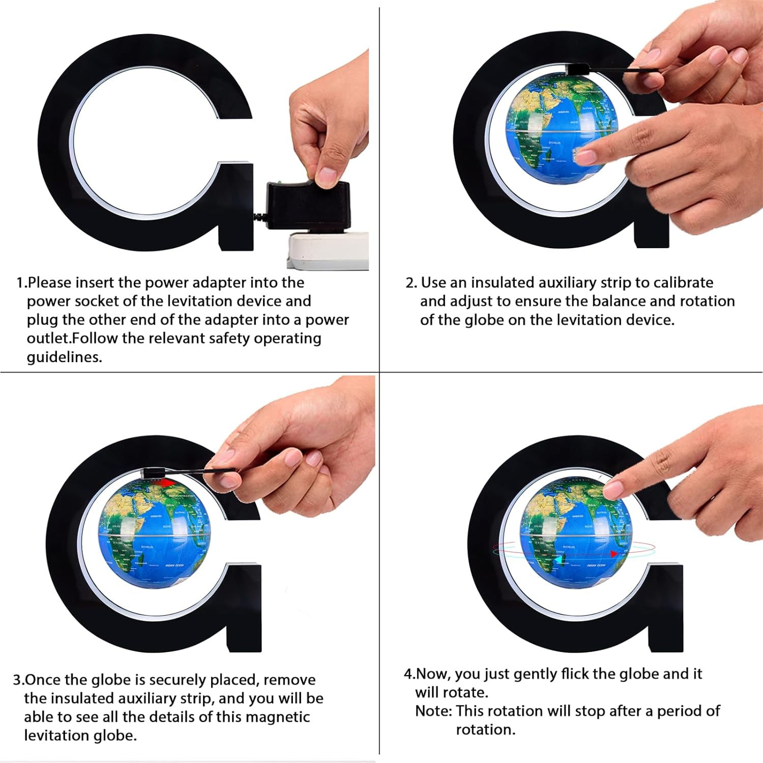 Personalized Magnetic Levitating Globe with Wireless LED Light Anti Gravity Floating Globe World Map Cool Birthday Gift for Men Boss Kids Home Office Desk Gadget Decor (Black)