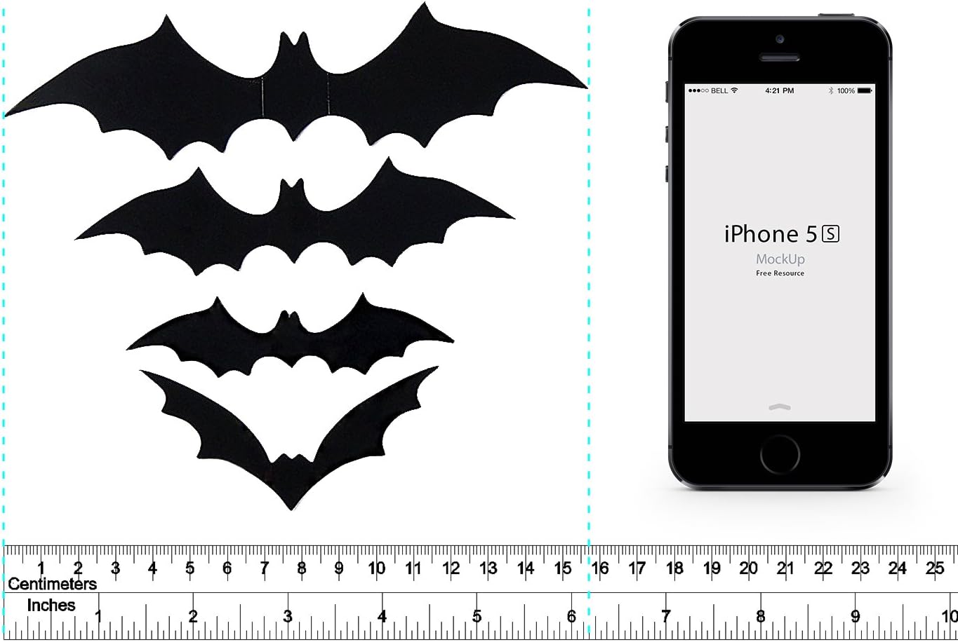 Ivenf Halloween Decorations Bat Wall Decals Stickers Decor, 60 Pack 3D Bats Window Decals, Bat Halloween Door Decor
