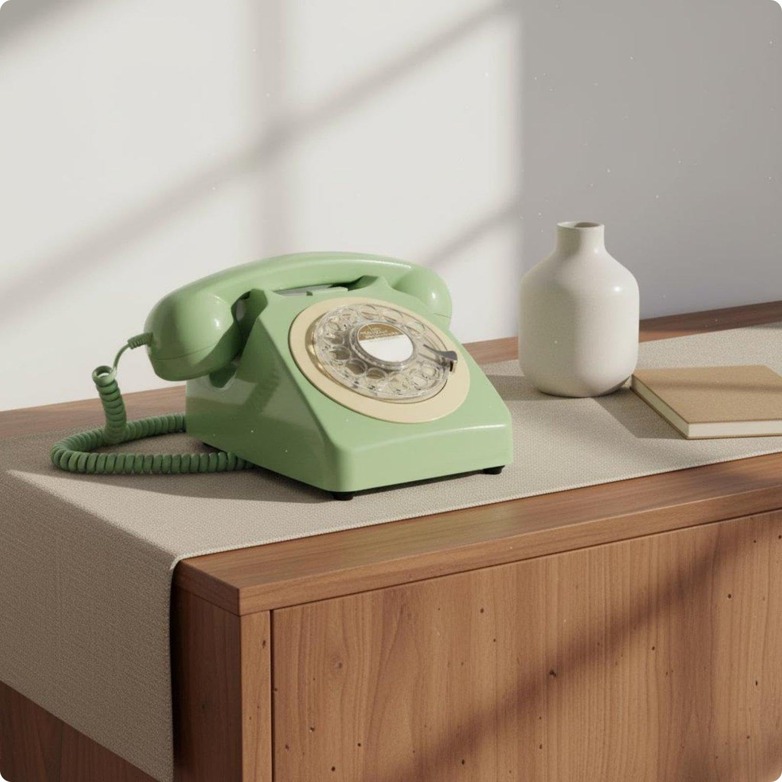 Classic Rotary Desk Phone Metal Bell Chime Retro Rotary Phone Vintage Wired Telephone Telephone for Office, Study Room Green-image-43