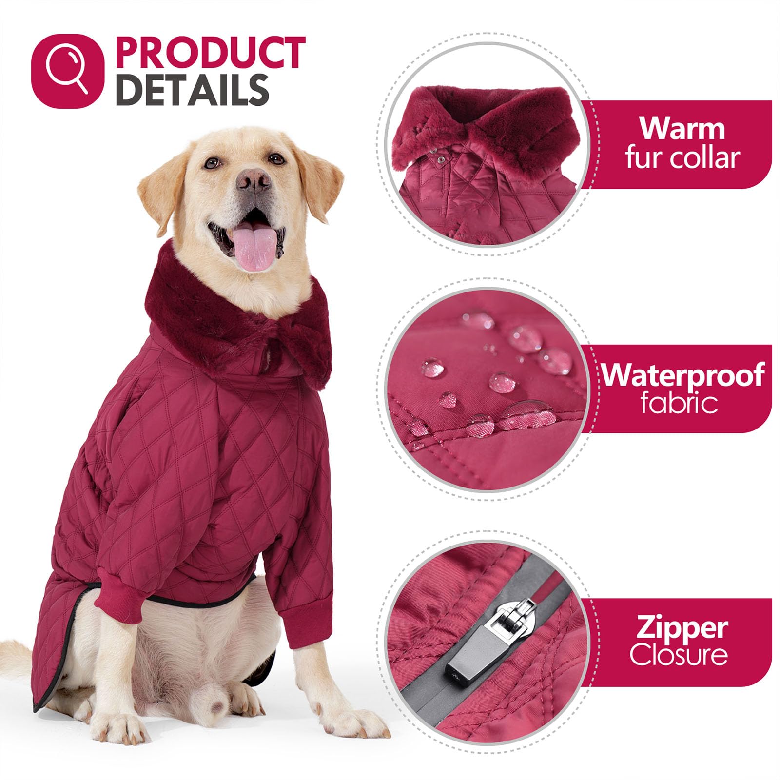 LIANZIMAU Cappotto Impermeabile per Cani Cappotto Invernale per Cane Cappotti e Giubbotti per Cani Giubbotti per Cani Cappotto Cane Taglia Grande Media Piccola