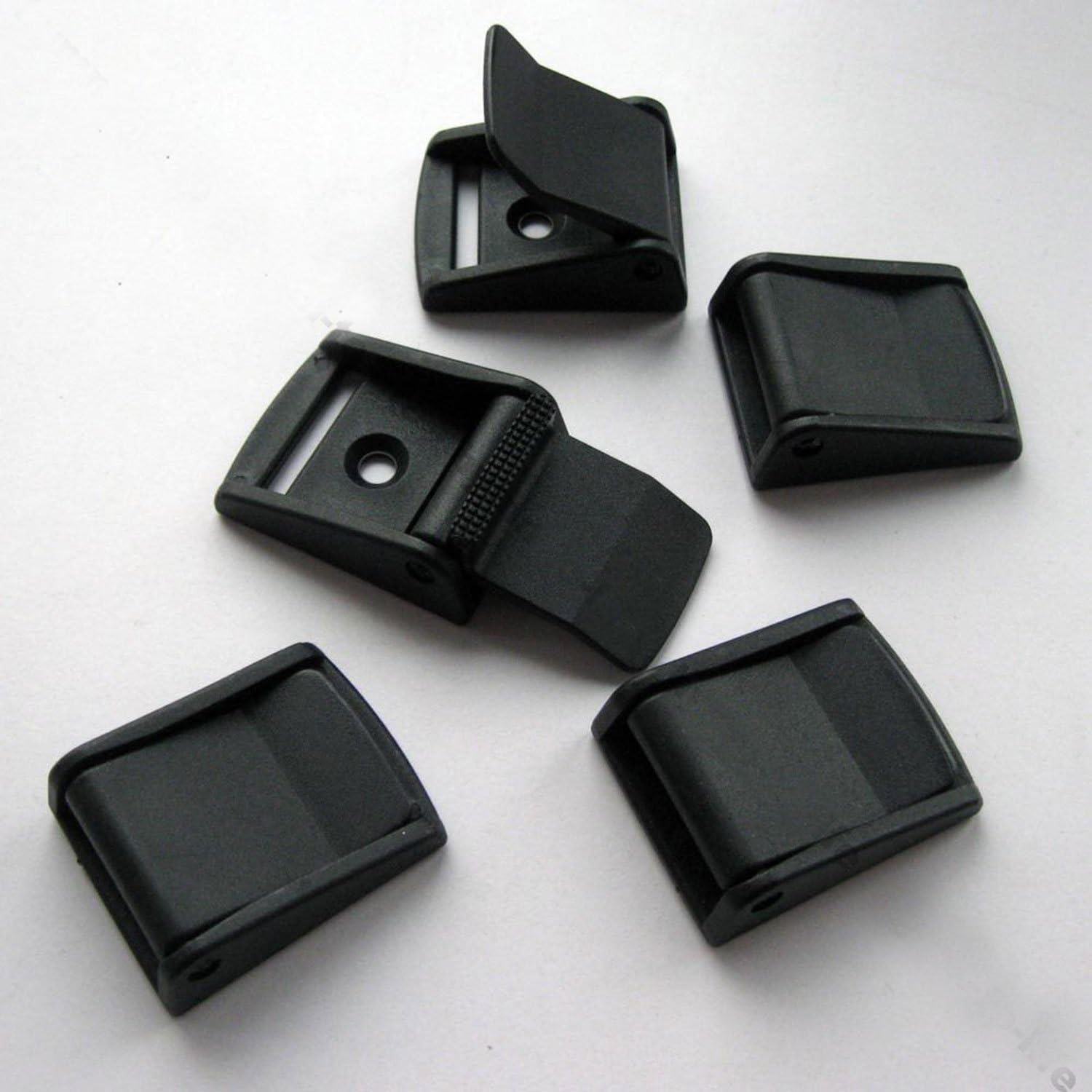 pawong Cam Lock Buckle for Strap belt Closures & Connectors pressing, 25 pcs black plastic (15mm)