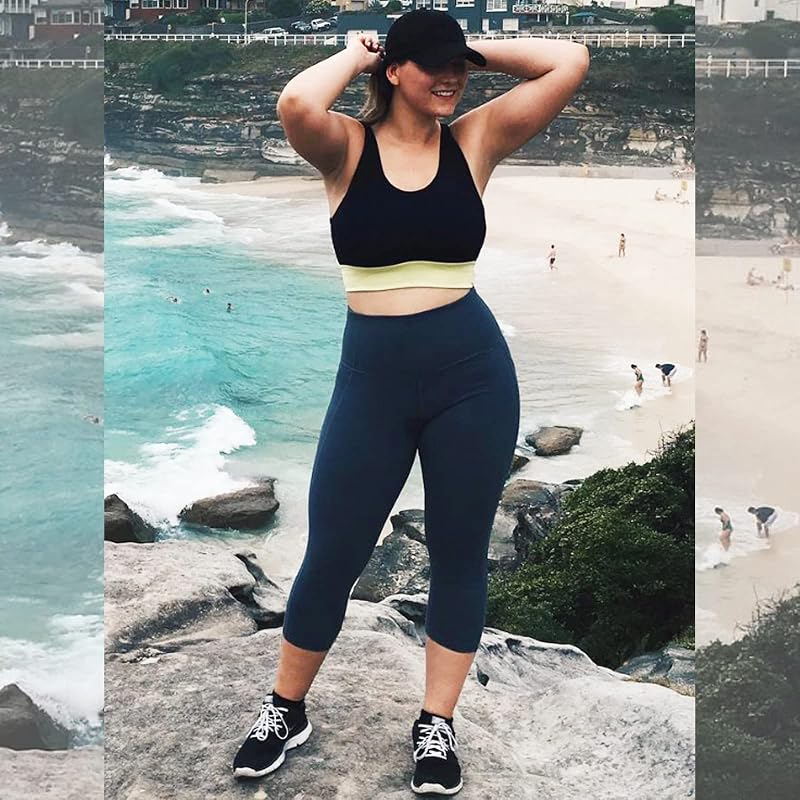 NEW YOUNG 3 Pack Plus Size Capri Leggings with Pockets for Women,High Waist Tummy Control Workout Yoga Leggings image 5