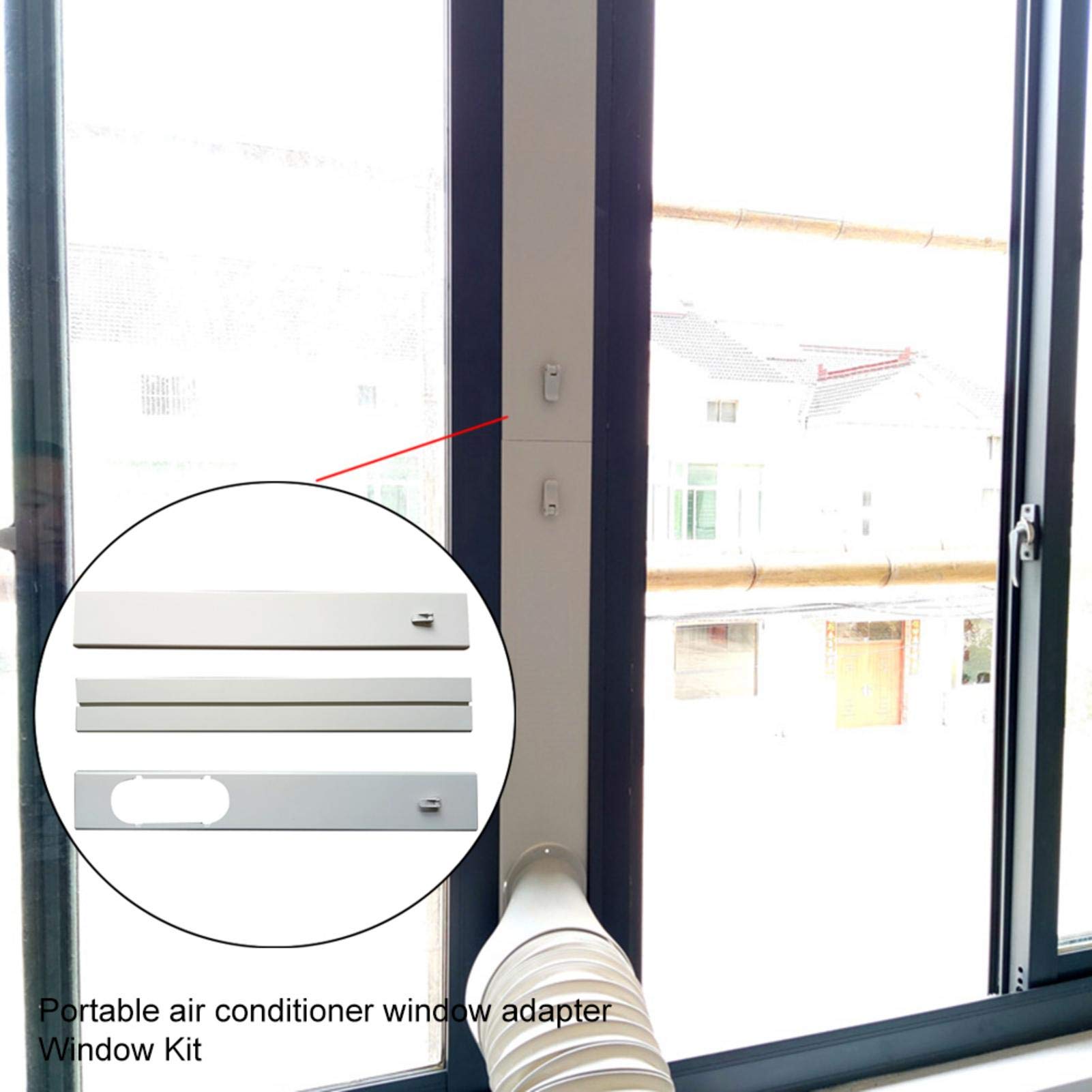 Leisuretime Panel Adaptador de Ventana de acondicionador de Aire portátil, Kit de Deslizamiento de Ventana Placa de Longitud Ajustable para Manguera de Escape
