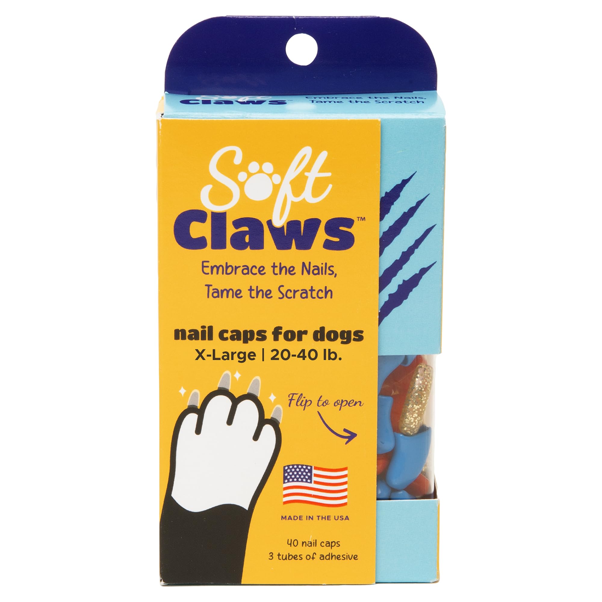 Soft Claws Dog Nail Caps, 40 Caps, X-Large, Fourth of July