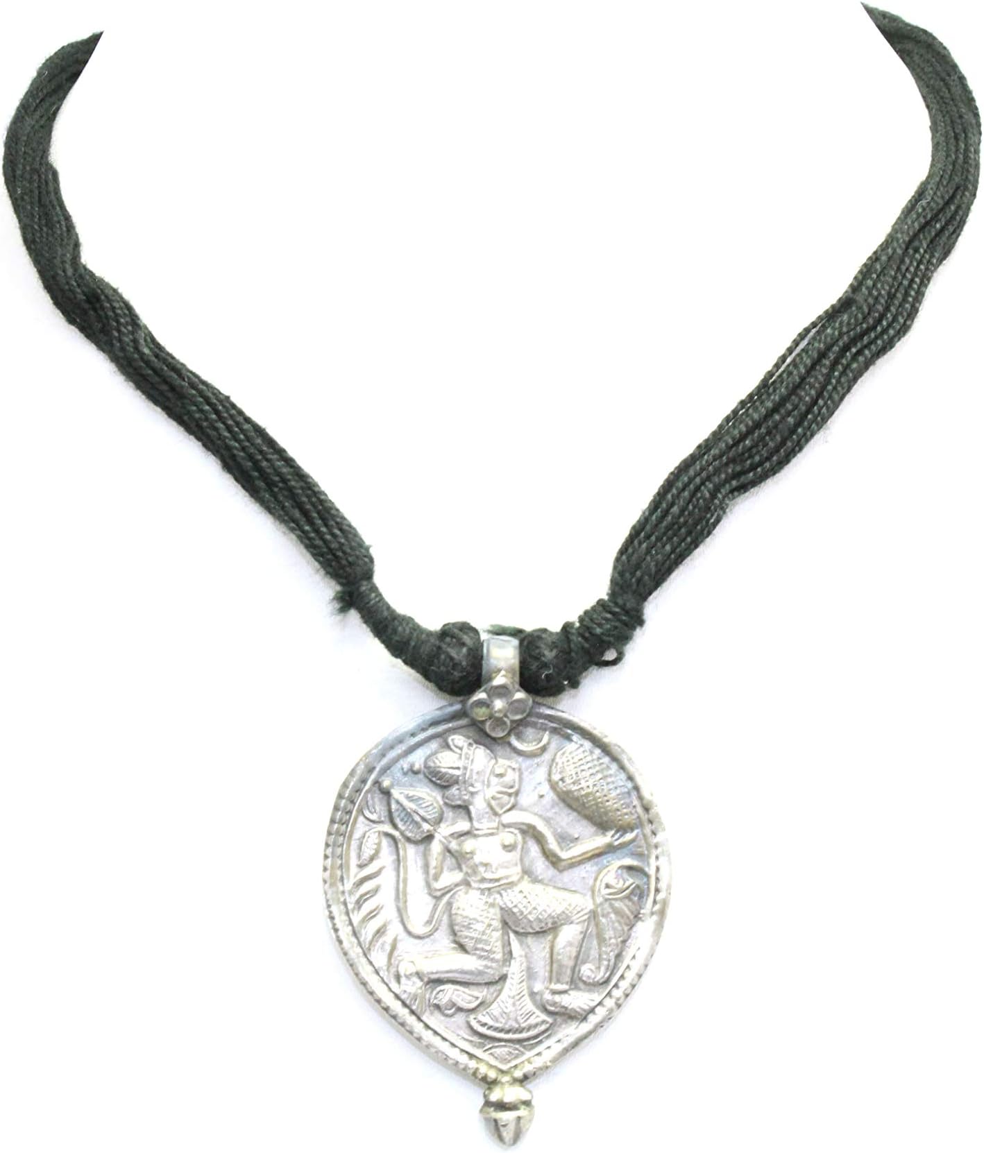 Rajasthan Gems Antique Solid 80% Silver Tribal temple jewelry God Hanuman Pendant