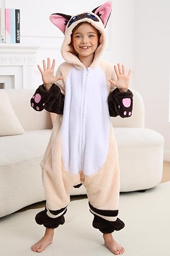 Miniatura 2 de DarkCom Kids Animal Onesie,Women and Mens Cosplay Siamese Cat Onesie Halloween Costume Christmas Pajamas Sleepwear