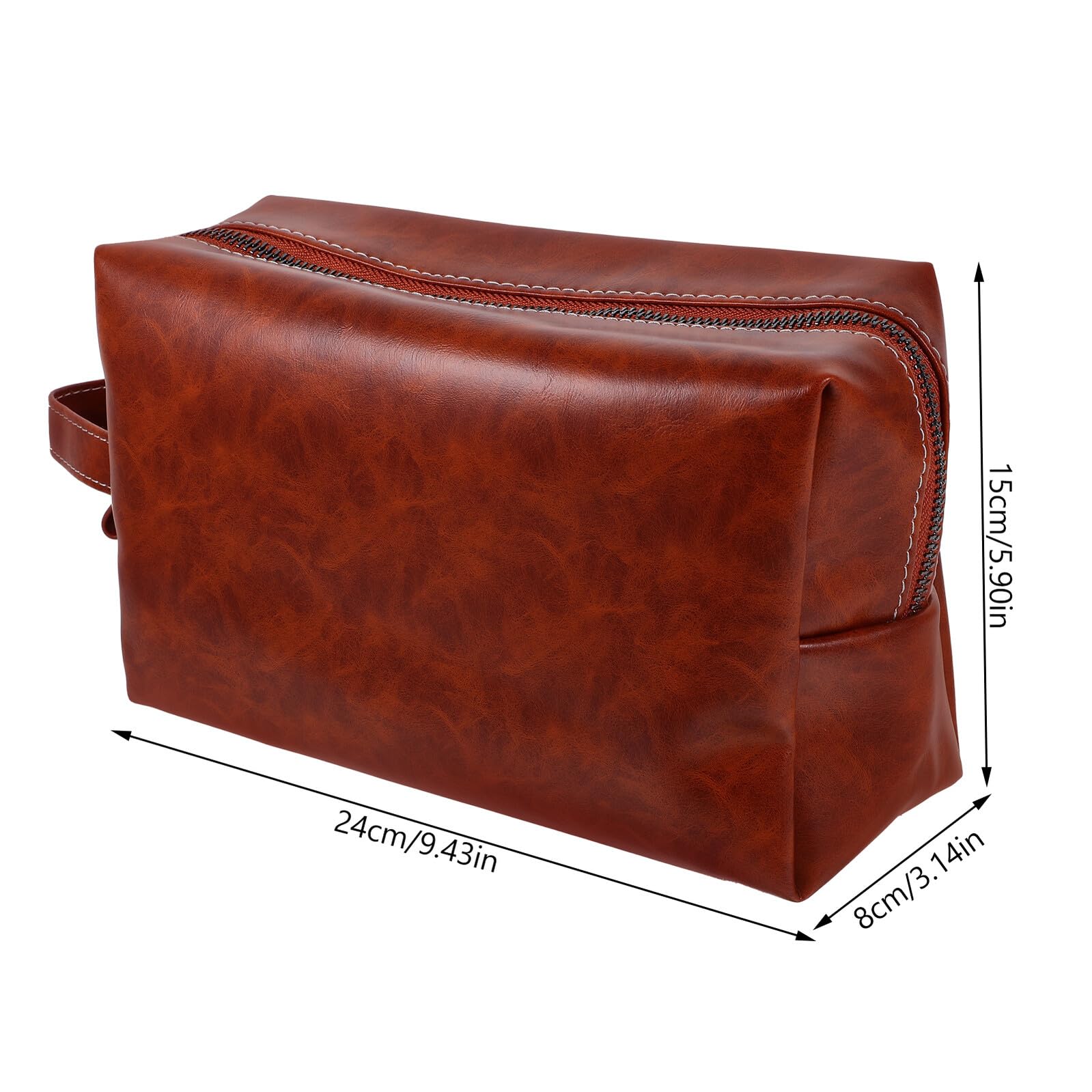Zerodeko Vintage PU Leder Kulturtasche Herren Große Kapazität Reise Kosmetiktasche Tragbar Leicht Robust Wasserabweisend für Business Outdoor Camping