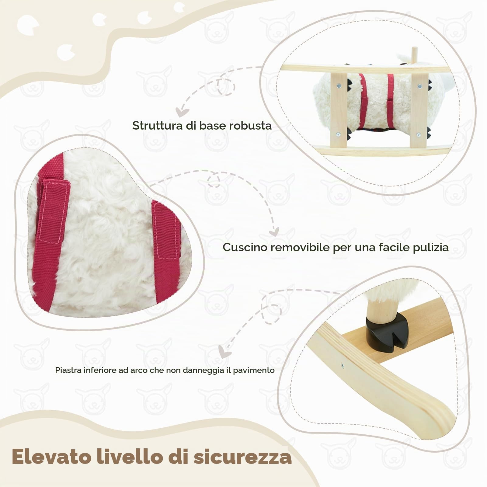 labebe Peluche a Dondolo da Bambino, Giocattolo a Dondolo di Animale farcito, Rocker di Alpaca