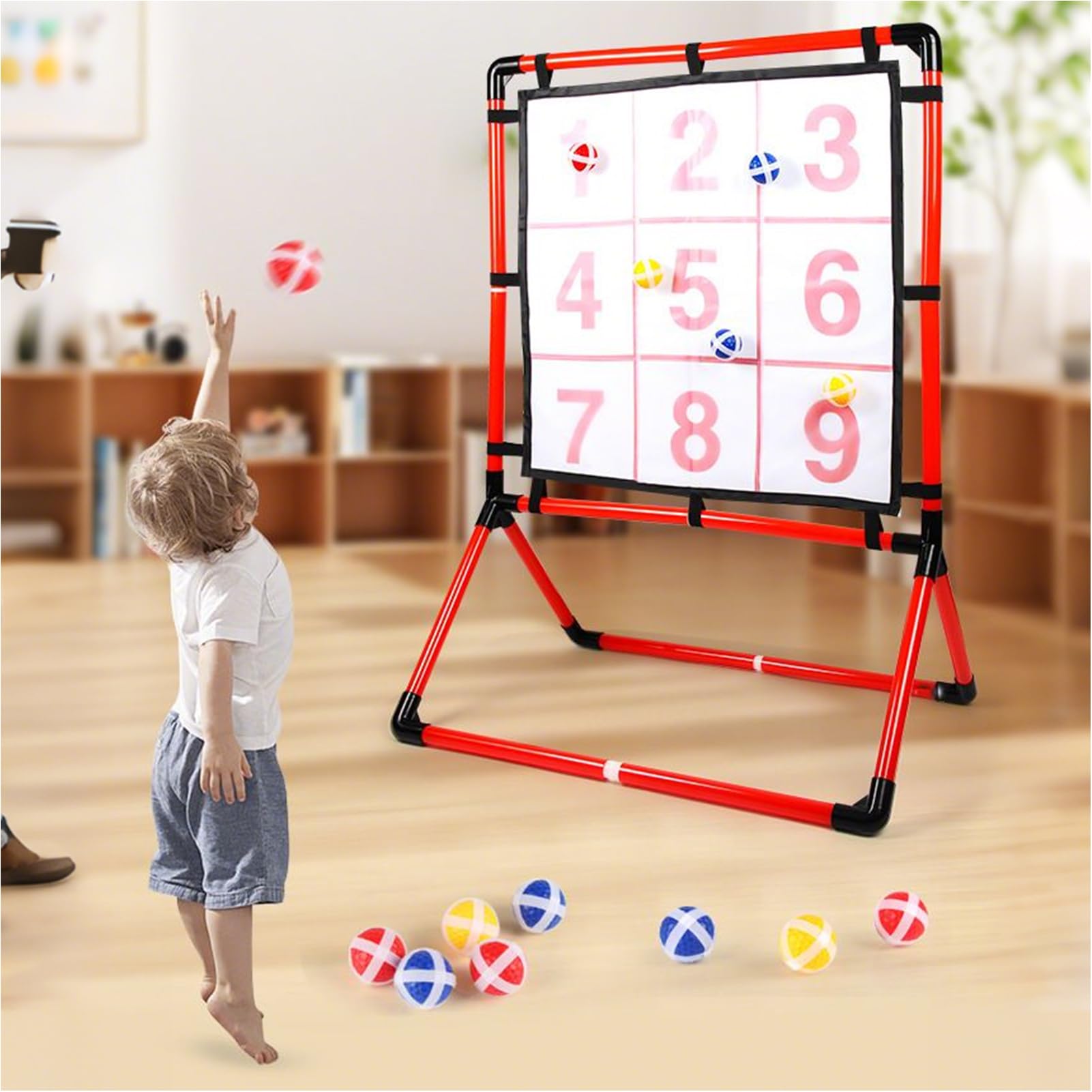 Juego de lanzamiento al blanco Juguete Educativo Portátil Interactivo | Lanzamiento de Pelota en Jardín con Cuadrícula Nueve Cuadrados Para niños adultos familia interior exterior jard