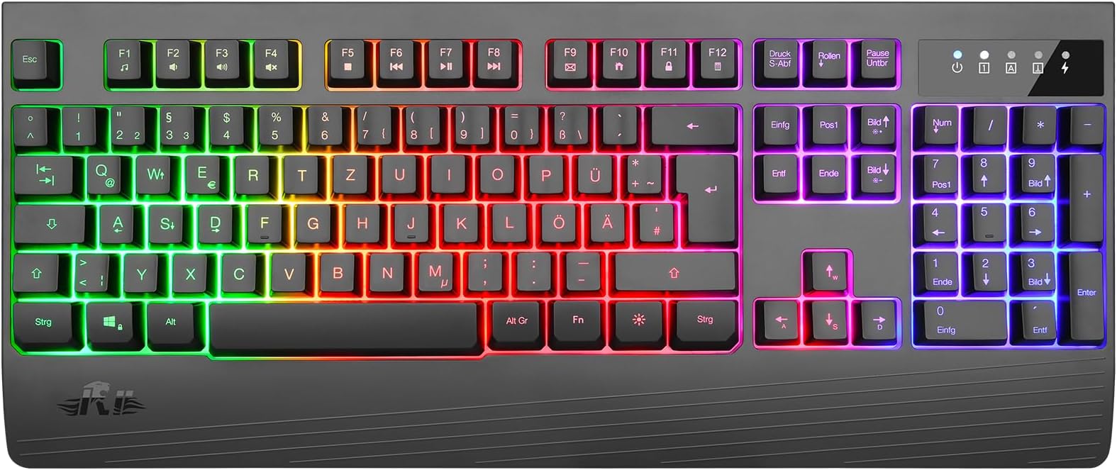 Lioncast® Gaming toetsenbord LK100 [RGB, 16.8 miljoen kleuren] - gamer toetsenbord RGB 75% - PC gaming toetsenbord verlicht zwart, toetsenbord gaming low profile gaming toetsenbord (incl. palmsteun