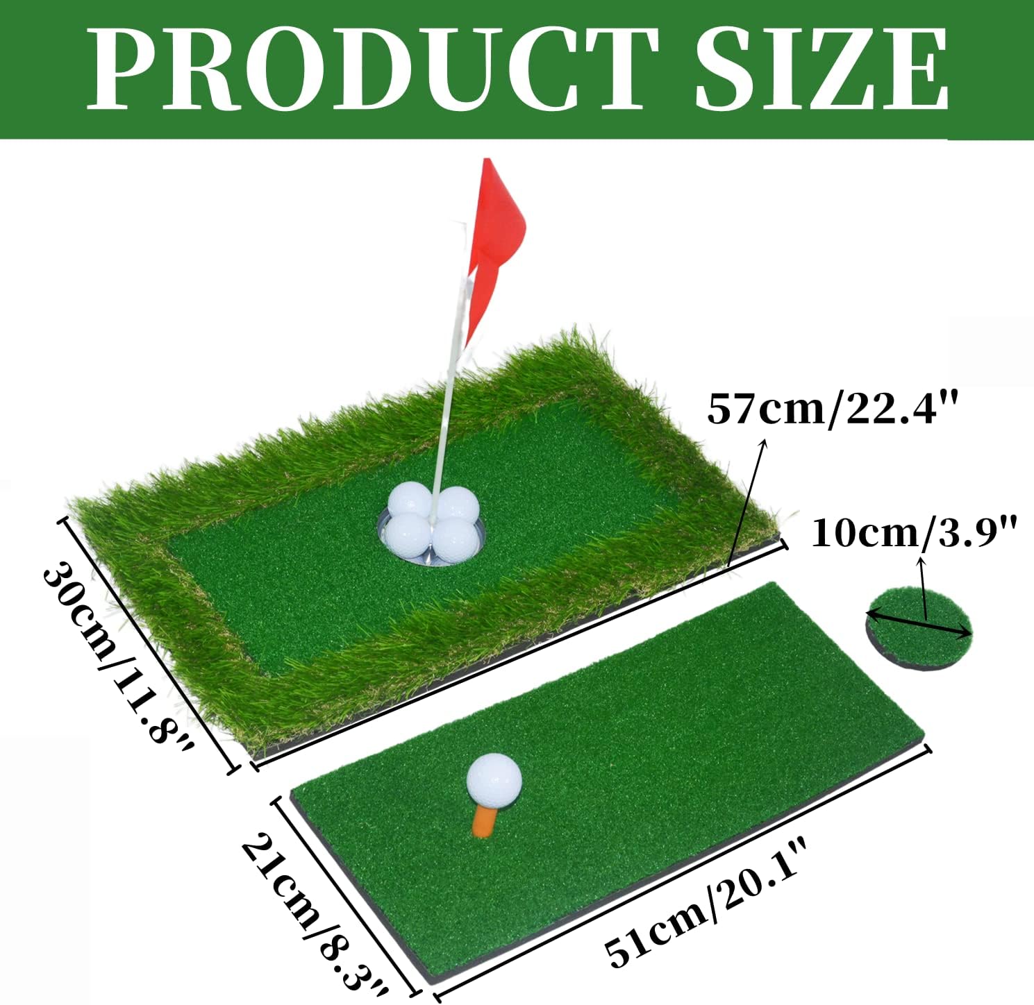 huyear Floating Golf Green Mat Golf Putting Mats Floating Chipping Mat Floating Mat with Flag Turf for Backyard Water Pool Lake Turf Golf Outdoor Party 30 * 57 Cm