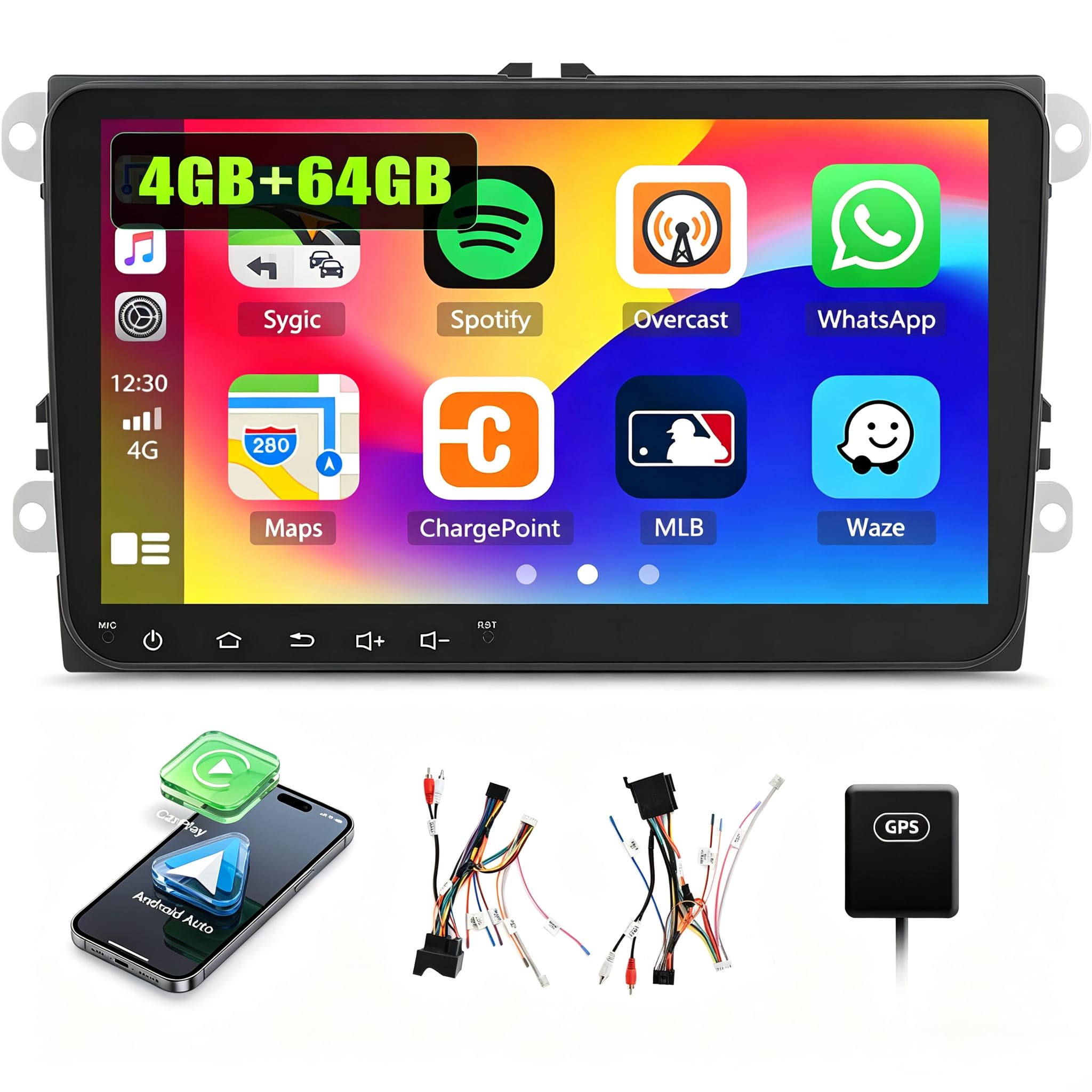 SIXWIN 4+64G Android 15 Autoradio für VW Golf 5 Golf 6 Skoda Polo Passat Tiguan Touran mit Carplay/Android Auto/Mirrorlink,9 Zoll HD Touchscreen mit WiFi GPS Bluetooth 5.0 FM/RDS Radio 32EQ