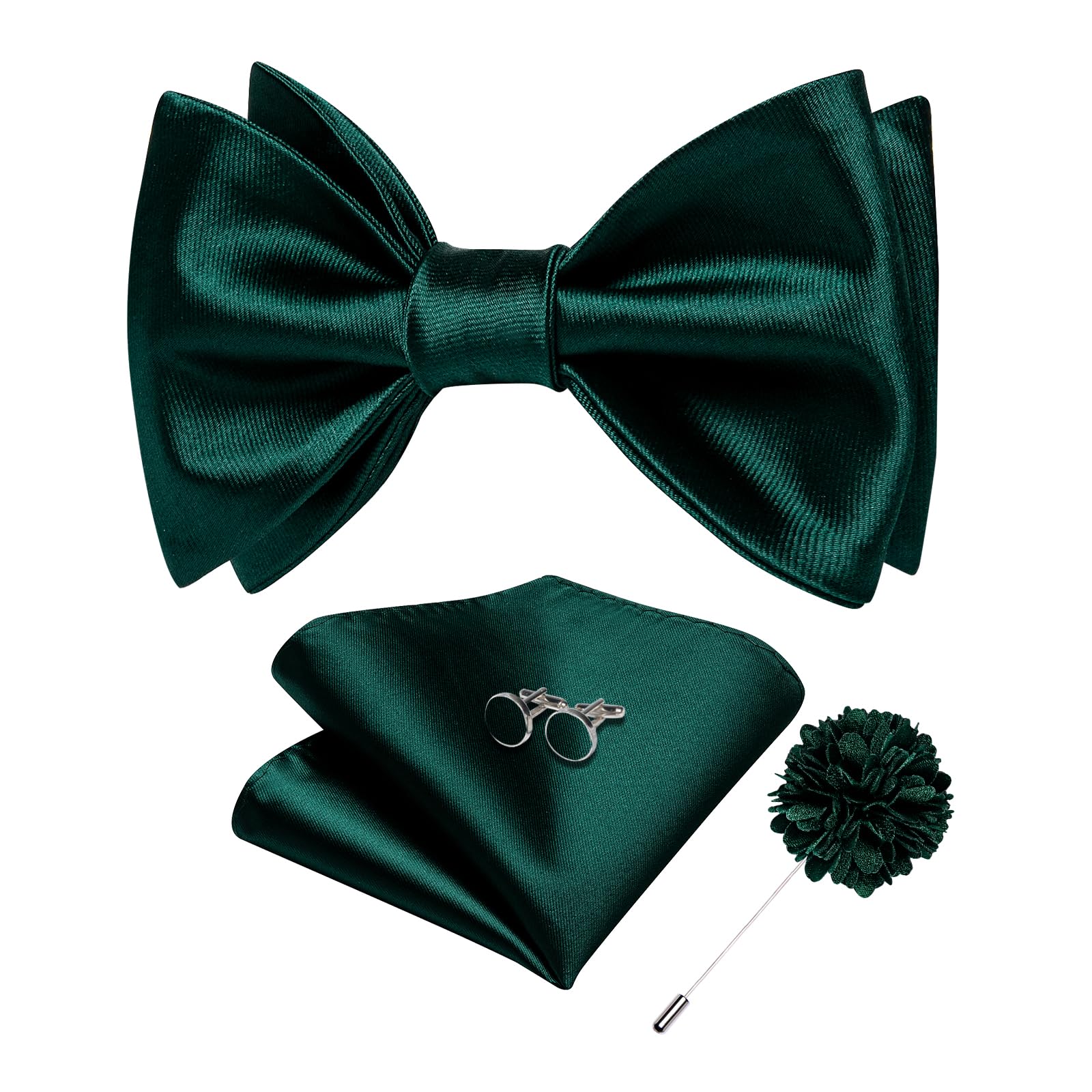 DiBanGu Satin Bow tie Self-Tied Bowtie Set for Men Wedding Prom