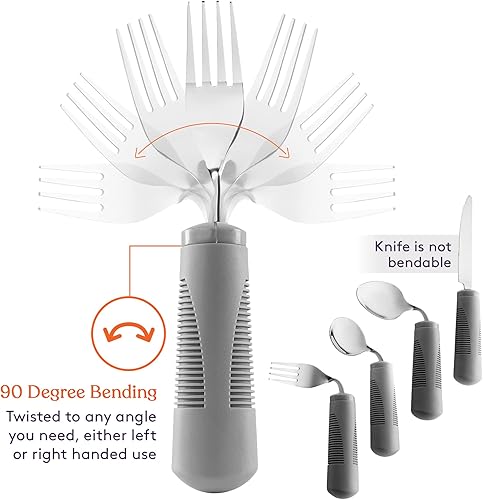 Miniatura 2 de Special Supplies Utensilios adaptativos (juego de cocina de 4 piezas) con peso, asas antideslizantes para temblores de manos, artritis, uso de