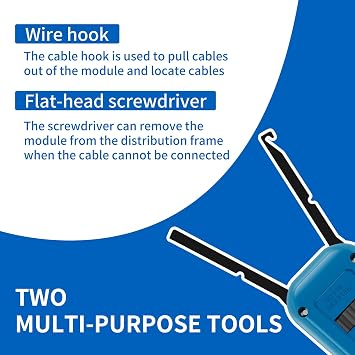 Punch Down Impact Tool with 110 and 66 Blades, Multifunction Hook Tool for Telephone Impact Terminal Insertion and cat6a/cat6/cat5e/cat5 Cable