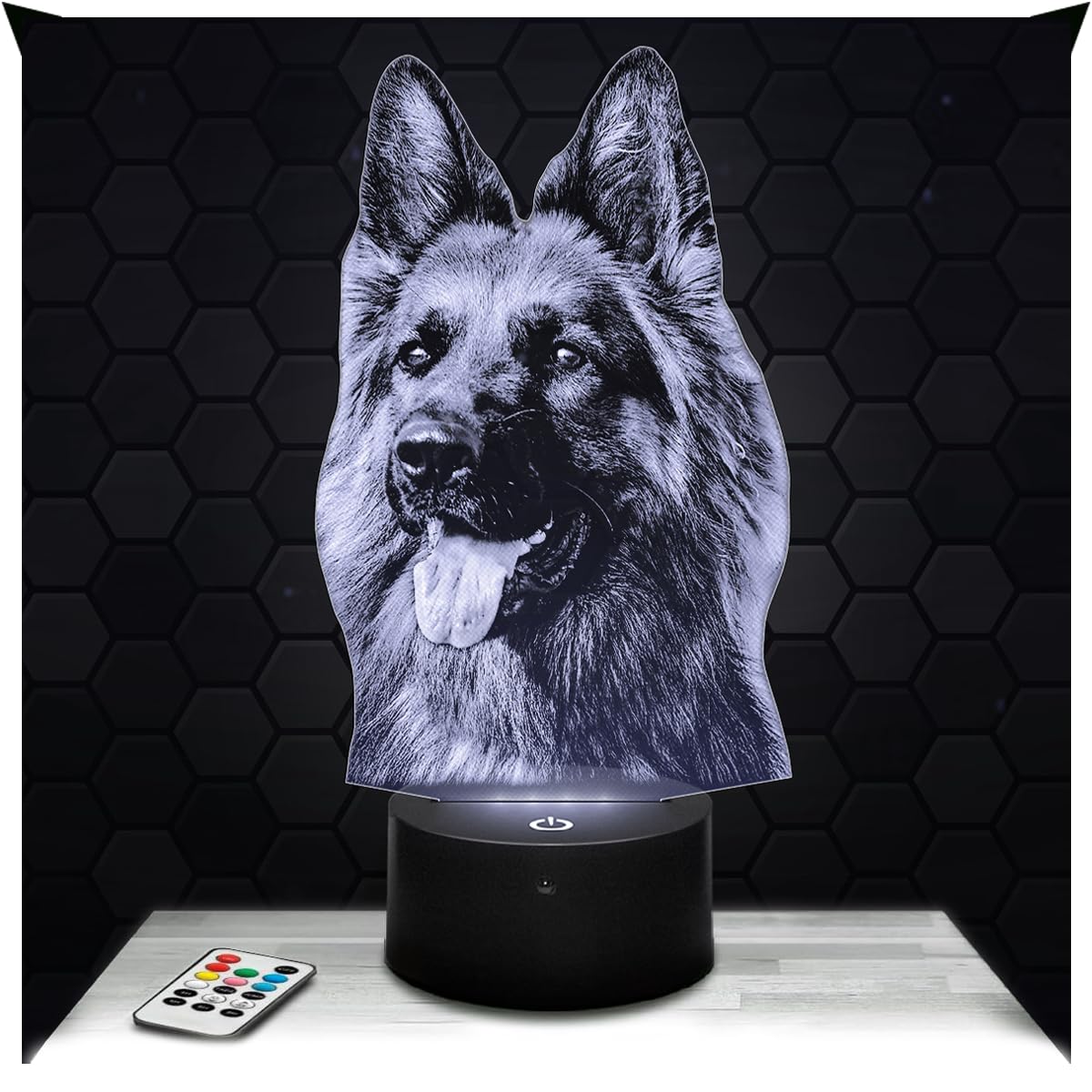 Lampephoto.fr - German Shepherd 3D Lamp Animal Touch Night Light Led, 3D Hologram Effect, Christmas Birthday Gift Idea for Boy or Girl, Room Decoration Object