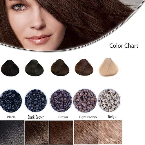 Miniatura 5 de Extensiones de cabello de silicona, 500 cuentas de microeslabones de 0.197 pulgadas para extensiones de cabello, cuentas forradas de silicona para