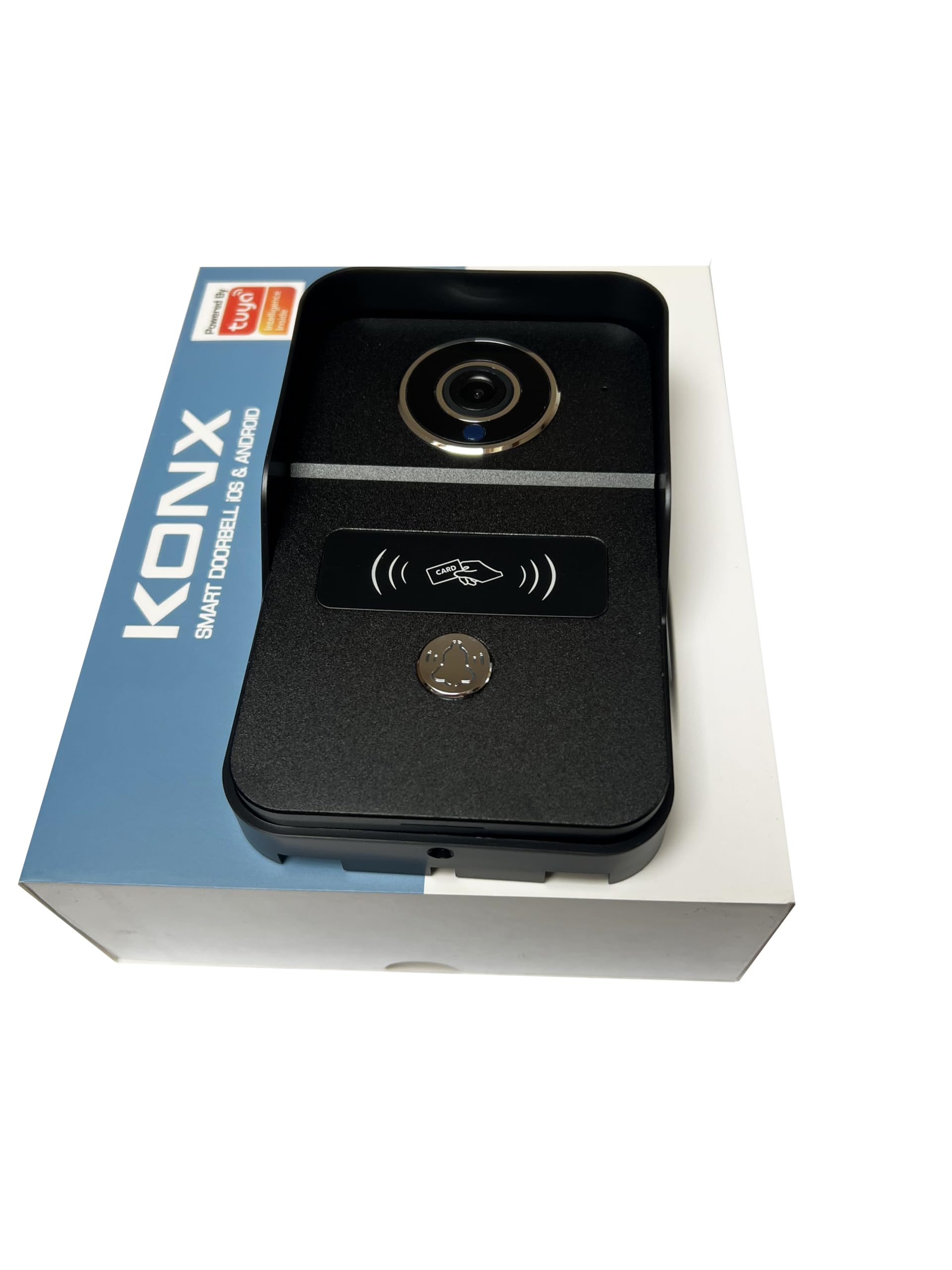 KONX Portier Video KW02C V4 2MP 1080p Tuya interphone WiFi RJ45 POE, Relais Portail, Badge RFID (Noir)