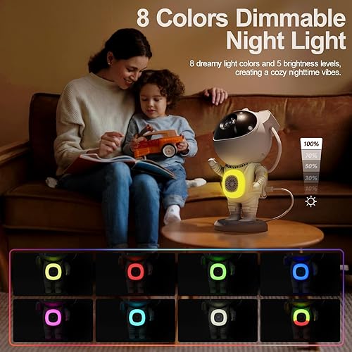 Miniatura 2 de Proyector de galaxia, proyector de estrellas para dormitorio, luces nocturnas para habitación de niños, proyector de techo con altavoz Bluetooth