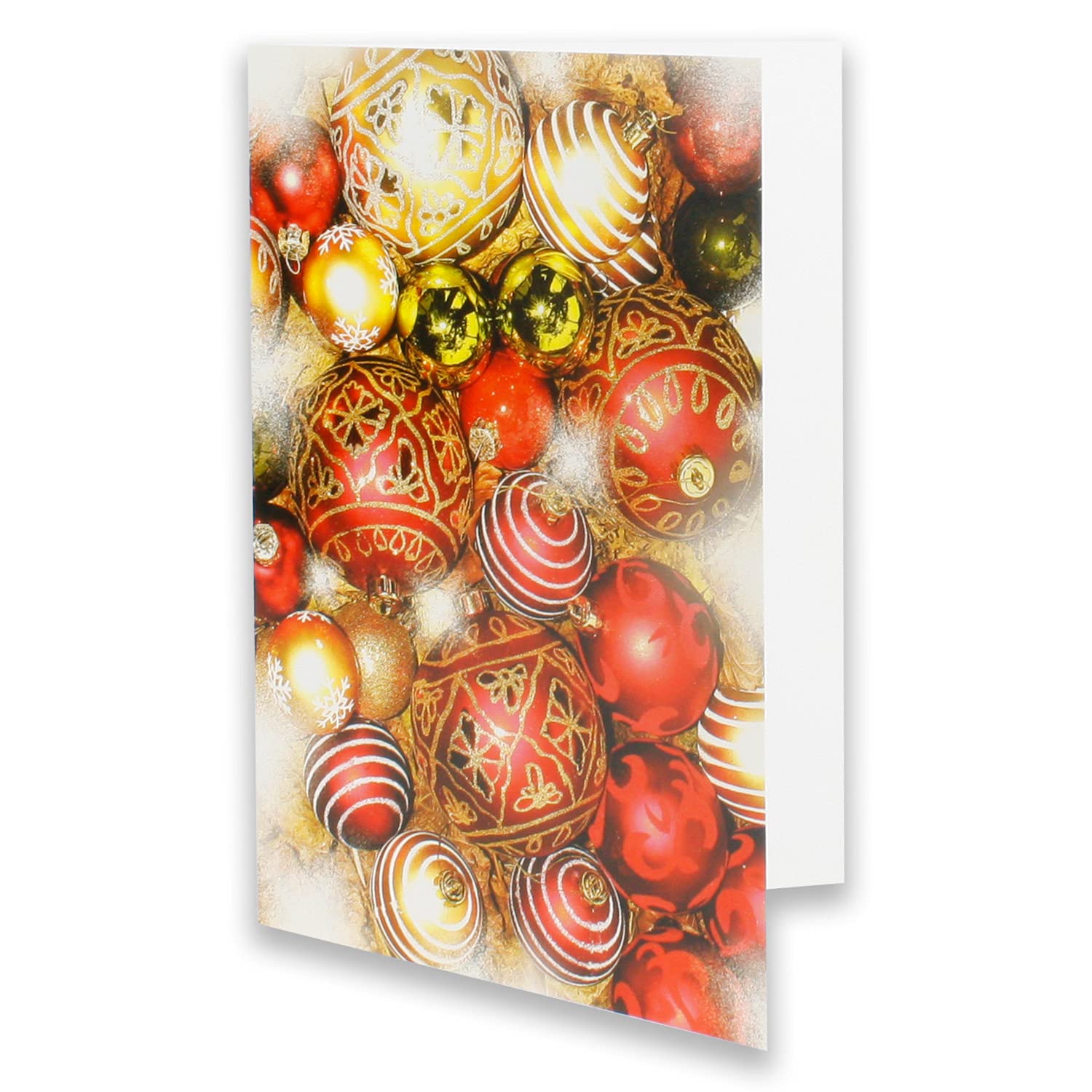 Set di 25 biglietti di Natale in formato DIN A7, con albero di Natale e stelle, con buste abbinate, DIN C7, bianco naturale con incollaggio a umido