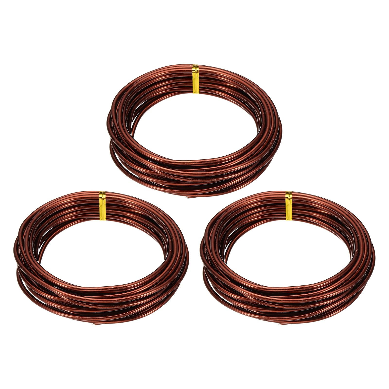sourcing map 3 Roll Bonsai Wire 3mm Each Roll 16.4ft (5m) Anodized Aluminum Bonsai Wire for Gardening Tree Branch Fixing DIY Crafting, Bronze