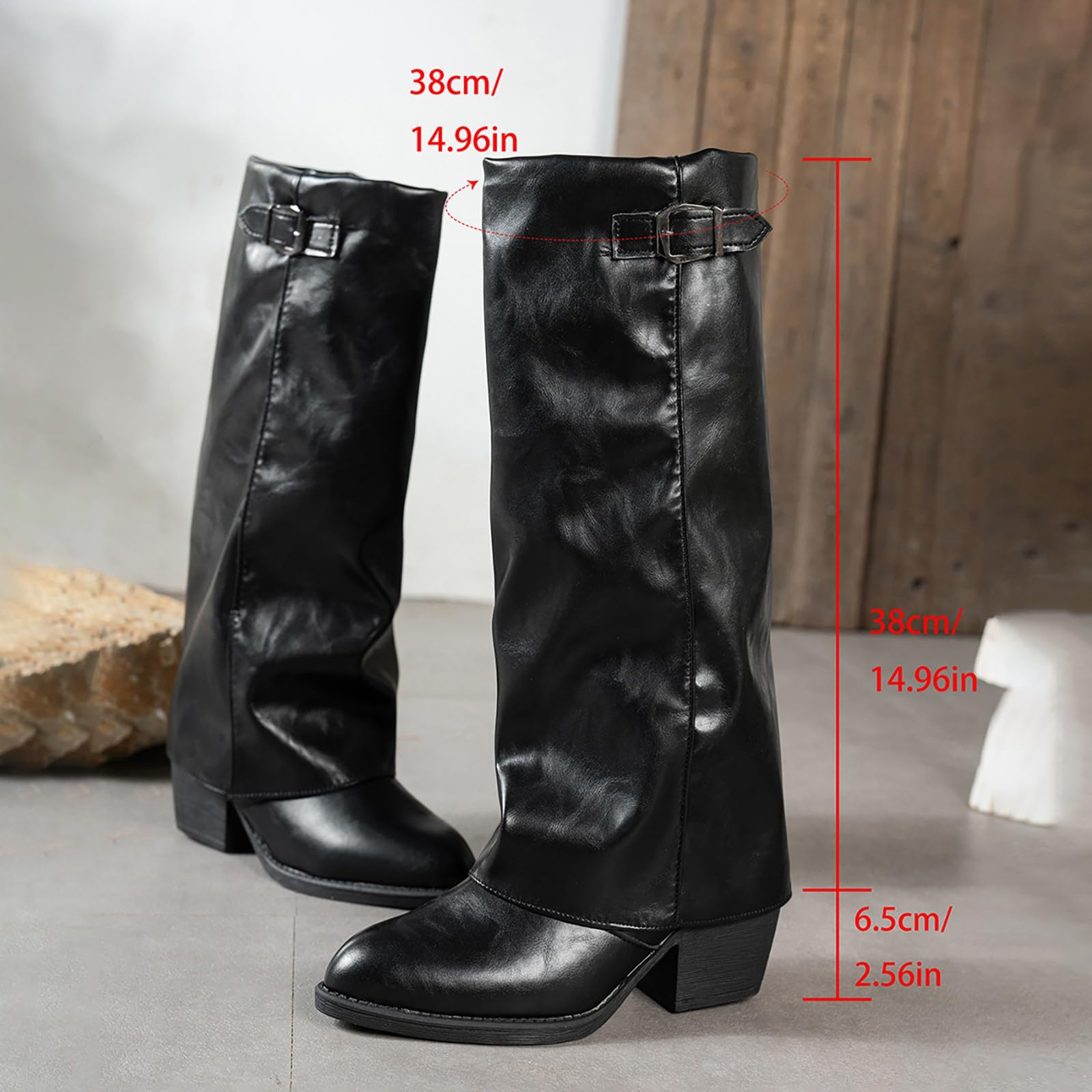 Stivali sopra il ginocchio da donna in pelle – Slouchy Boots temperamatite punta punta alta al ginocchio tacco alto stivali lunghi ginocchio stivali alti caldi invernali comodi