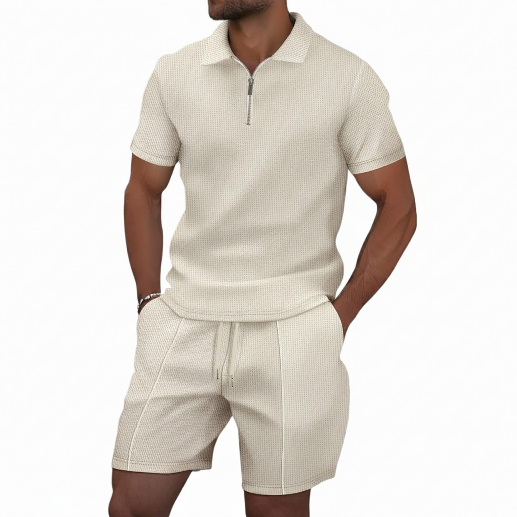Ensemble Homme Survêtement Jogging Homme Tee Shirt et Short à Poche Ensemble Décontracté Été
