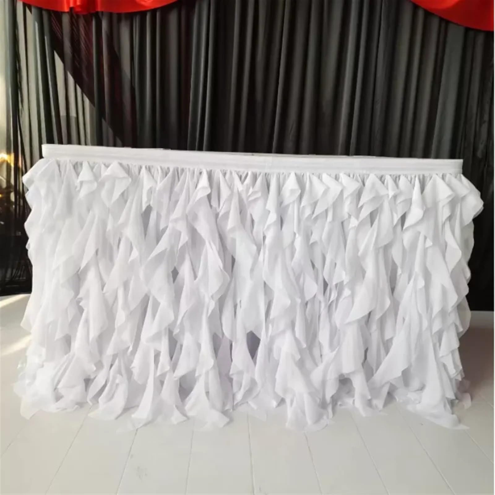 Faldón de Mesa Falda de mesa fruncida blanca