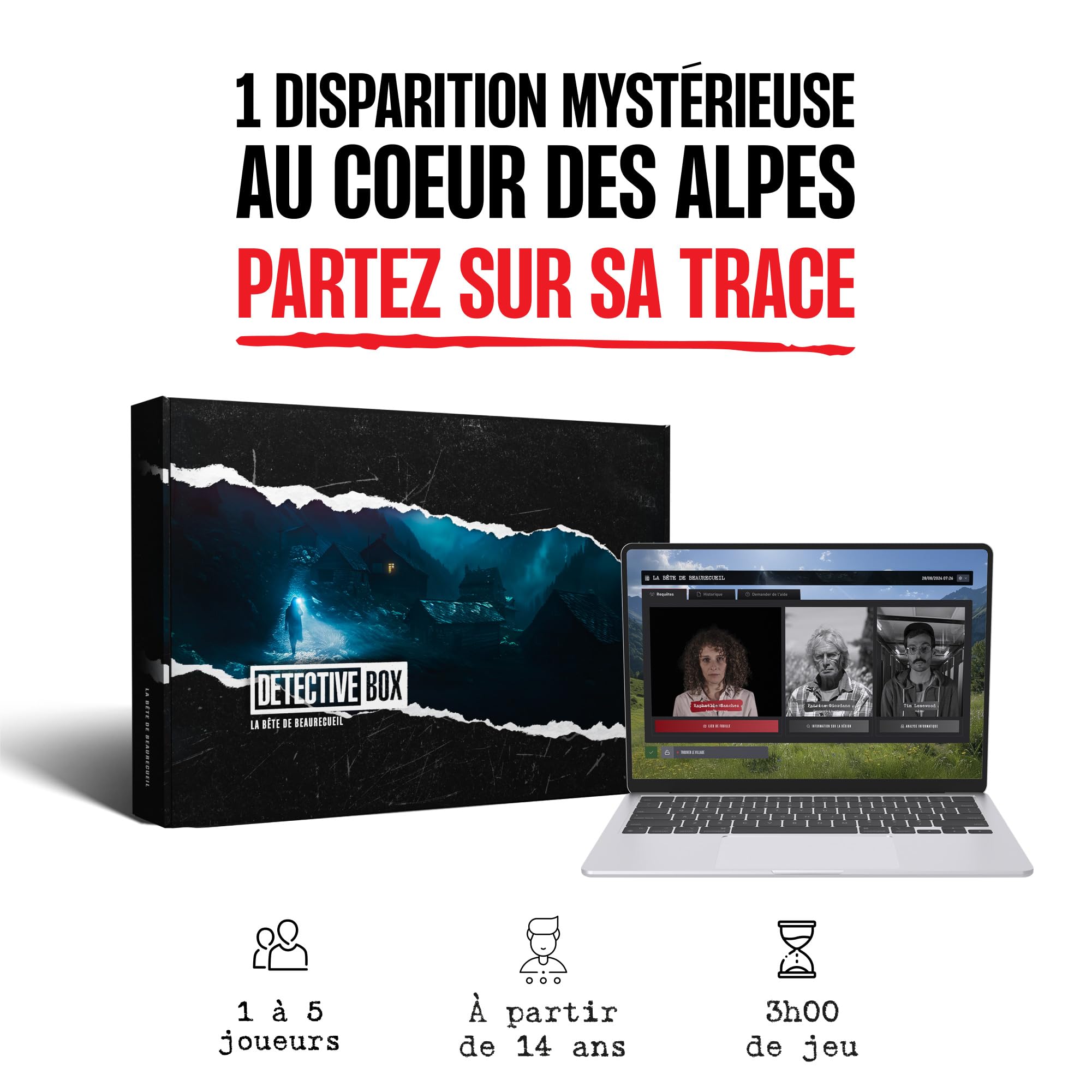 La Bête de Beaurecueil - Enquête immersive dans Les Alpes - Jeu d’Investigation & énigmes - Escape Game narratif - Traque (3h de Jeu, 1 à 5 Joueurs, dès 14 Ans, Connexion Internet)