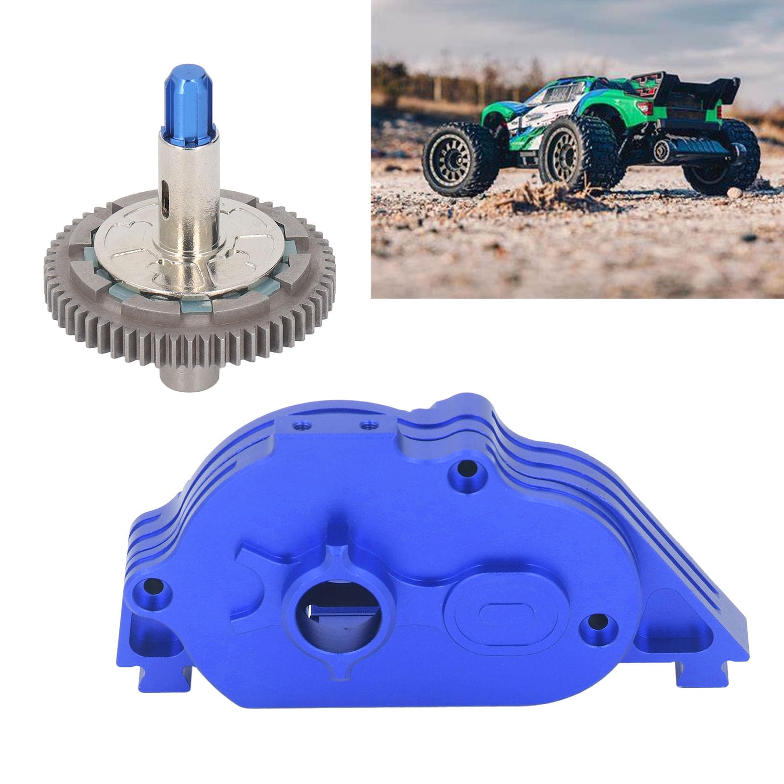 Zestaw Obudowy Skrzyni Biegów ze Stopu Aluminium 57T Big Rock RC Części Zamienne do Samochodu RC 1/10 (ciemny niebieski)