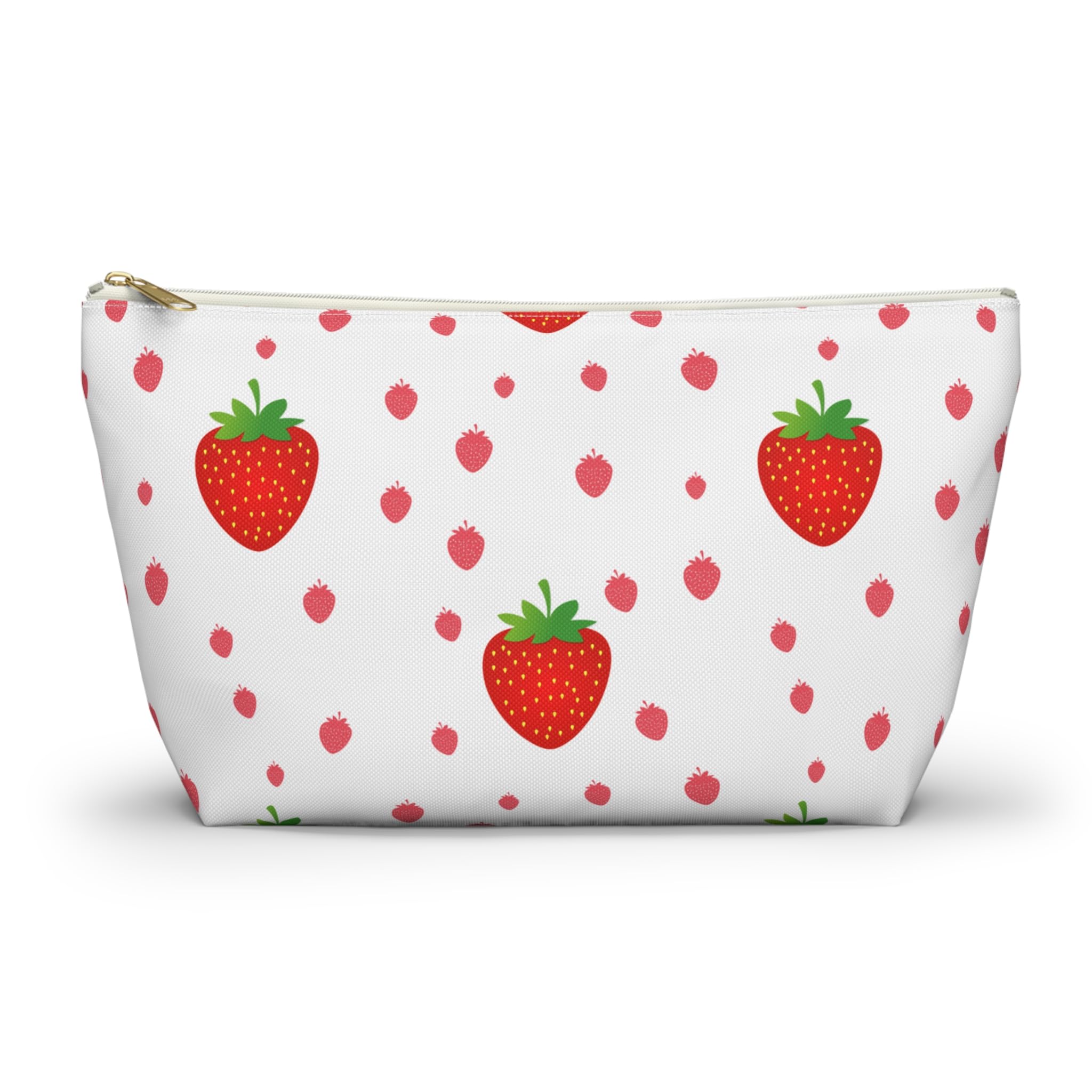 Makeup pouch,Accessory Pouch – Large Cosmetic Bag with Zipper – Travel Makeup Bag for Women – Minimalist Toiletry Organizer – Black & White Pencil Case (Strawberry, Small)