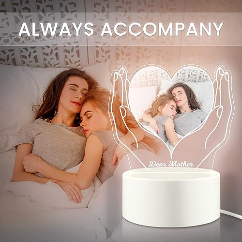 Miniatura 6 de IWANTDIY Regalos personalizados con luz nocturna de corazón, regalos conmemorativos personalizados con imagen, marco de fotos personalizado, regalos