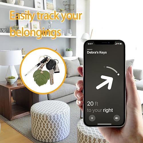 Miniatura 76 de Funda de cuero compatible con Apple AirTag, rastreador de llavero GPS Airtag con llavero, cubierta protectora antiarañazos para AirTag