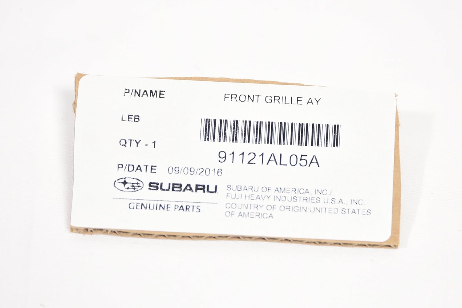 Subaru 2015-2017 Outback Front Grille Assembly w/Center Logo 91121AL05A Genuine OEM