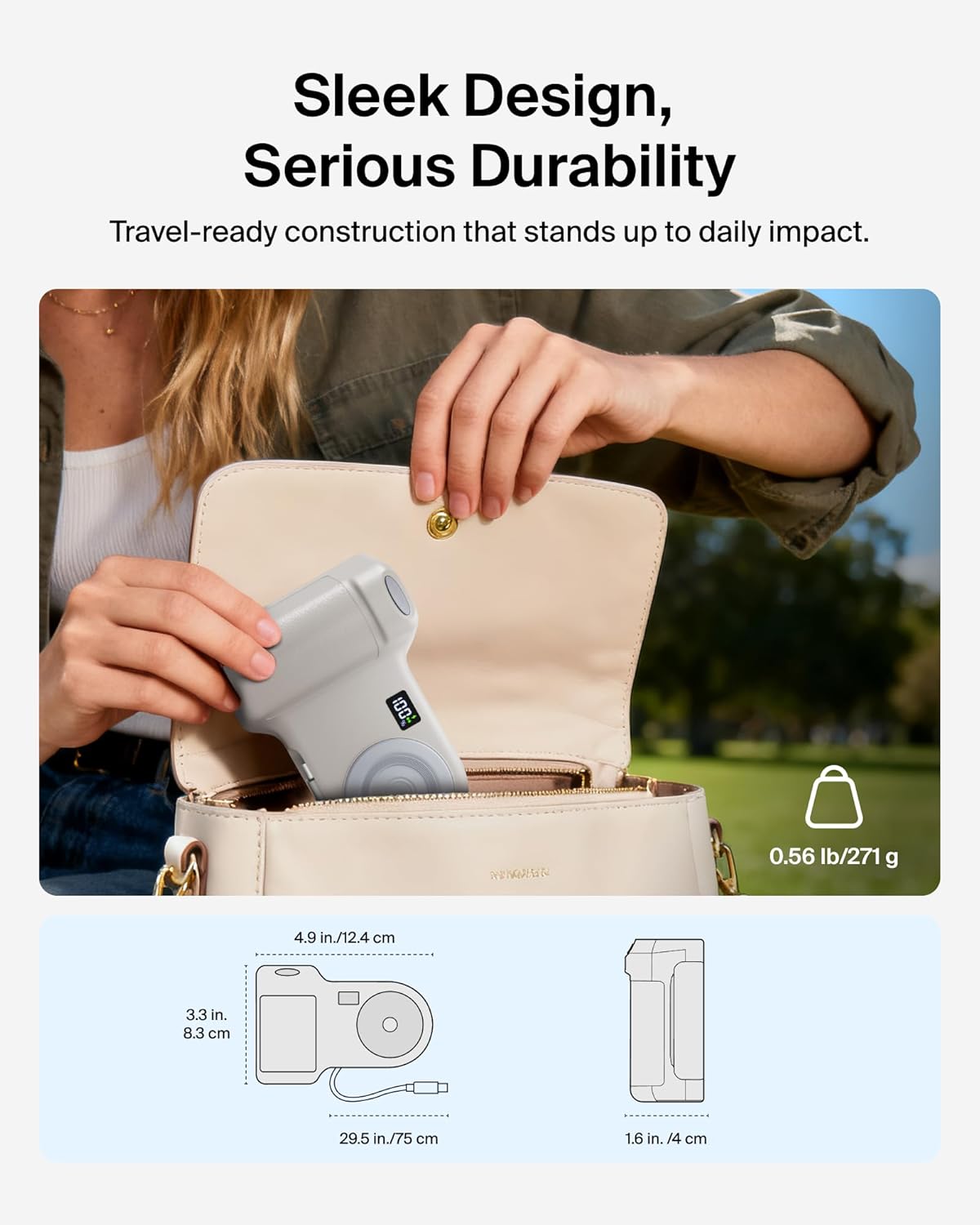 Belkin Magnetic Wireless Charging Camera Grip 9300mAh, Power Bank w/Retractable USB C Cable, Bluetooth Connection, Tripod Attachment, LCD Screen, Ergonomic, Portable Charger for iPhone & Smartphones