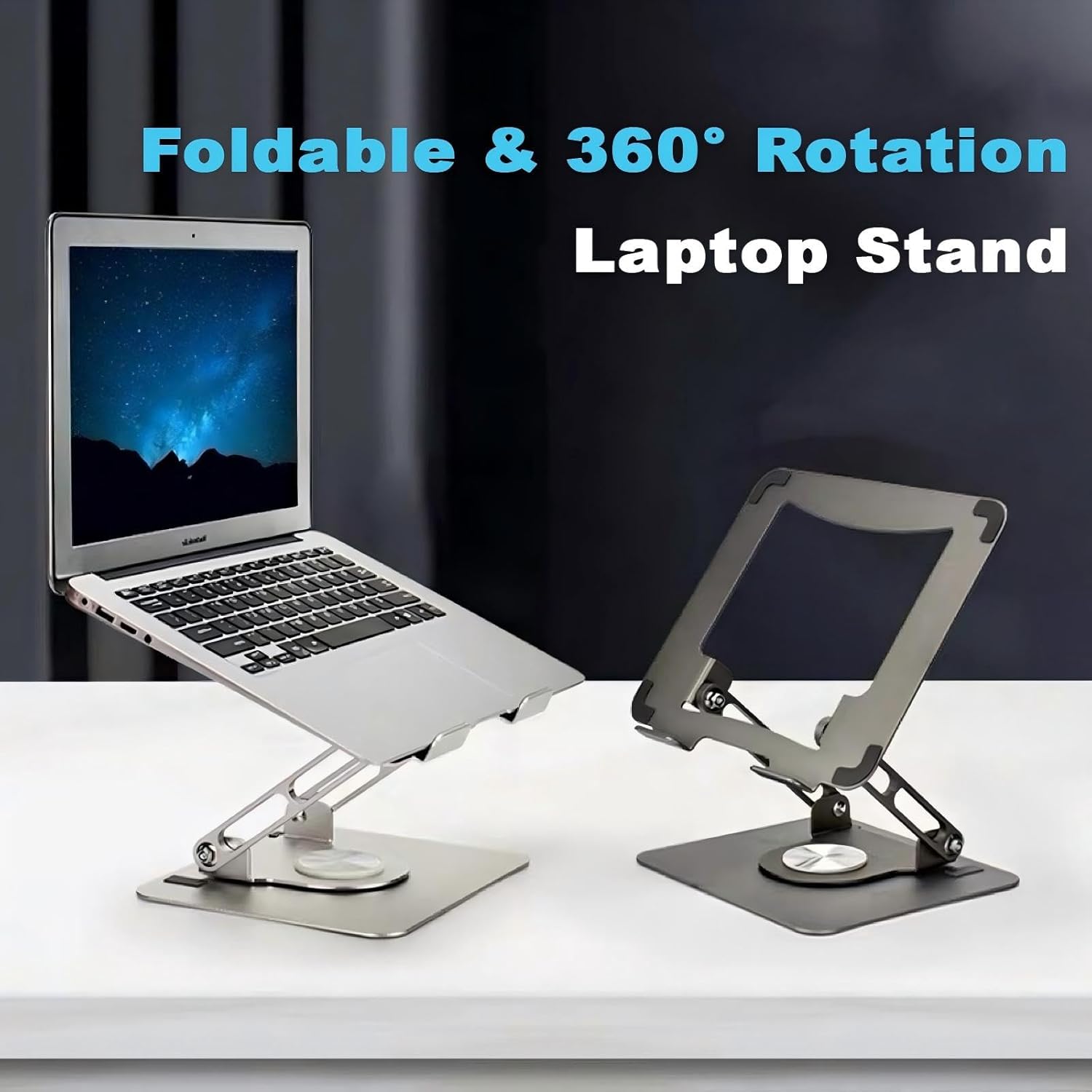 Laptop Pad 360 Rotating Laptop Stand 2 Adjustable Angle and 0-13 inches Tall Adjustable Cooling Pad Fits 10-17.3" laptops Pads