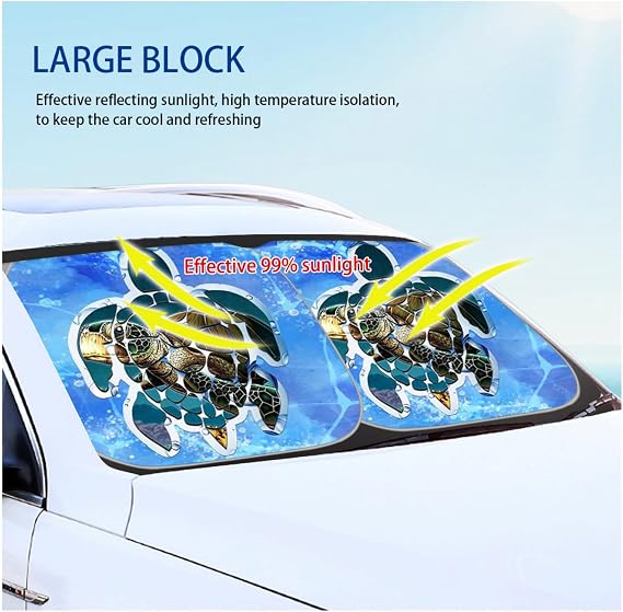 Colorful Paw Car Sun Visor for Front Window Colorful Dots Sunshade for Auto Folding Front Windshield Sun Shade Universal Fit 2 Pack