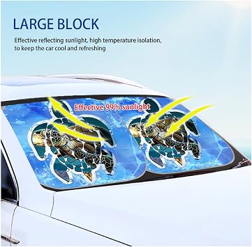 Colorful Paw Car Sun Visor for Front Window Colorful Dots Sunshade for Auto Folding Front Windshield Sun Shade Universal Fit 2 Pack