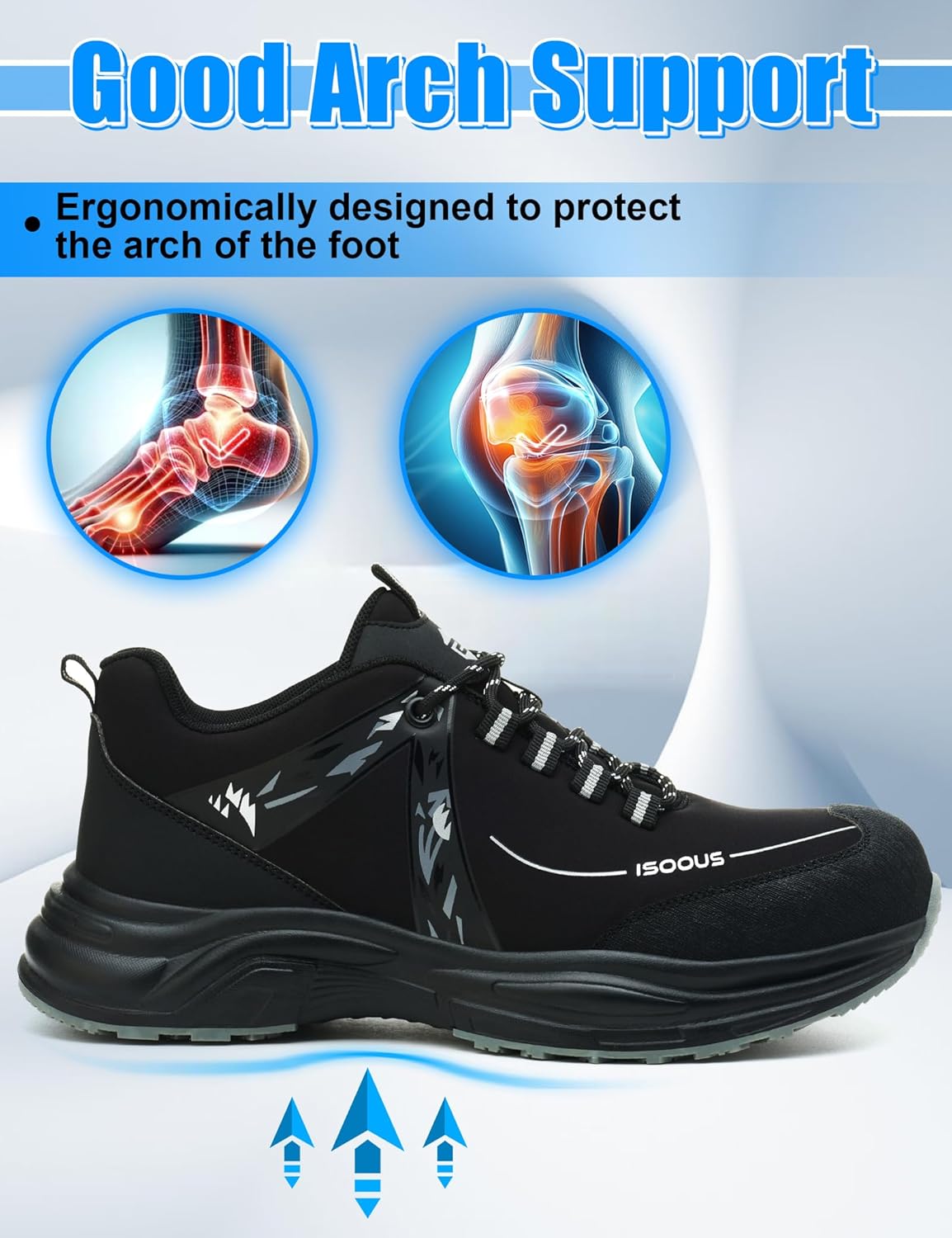 ISOOUS Steel Toe Shoes for Women Men Wide Waterproof Non Slip Work Sneakers Lightweight Breathable Safety Tennis Shoes Comfortable Construction Work Safety Puncture Proof Indestructible Work Shoes - Image 8