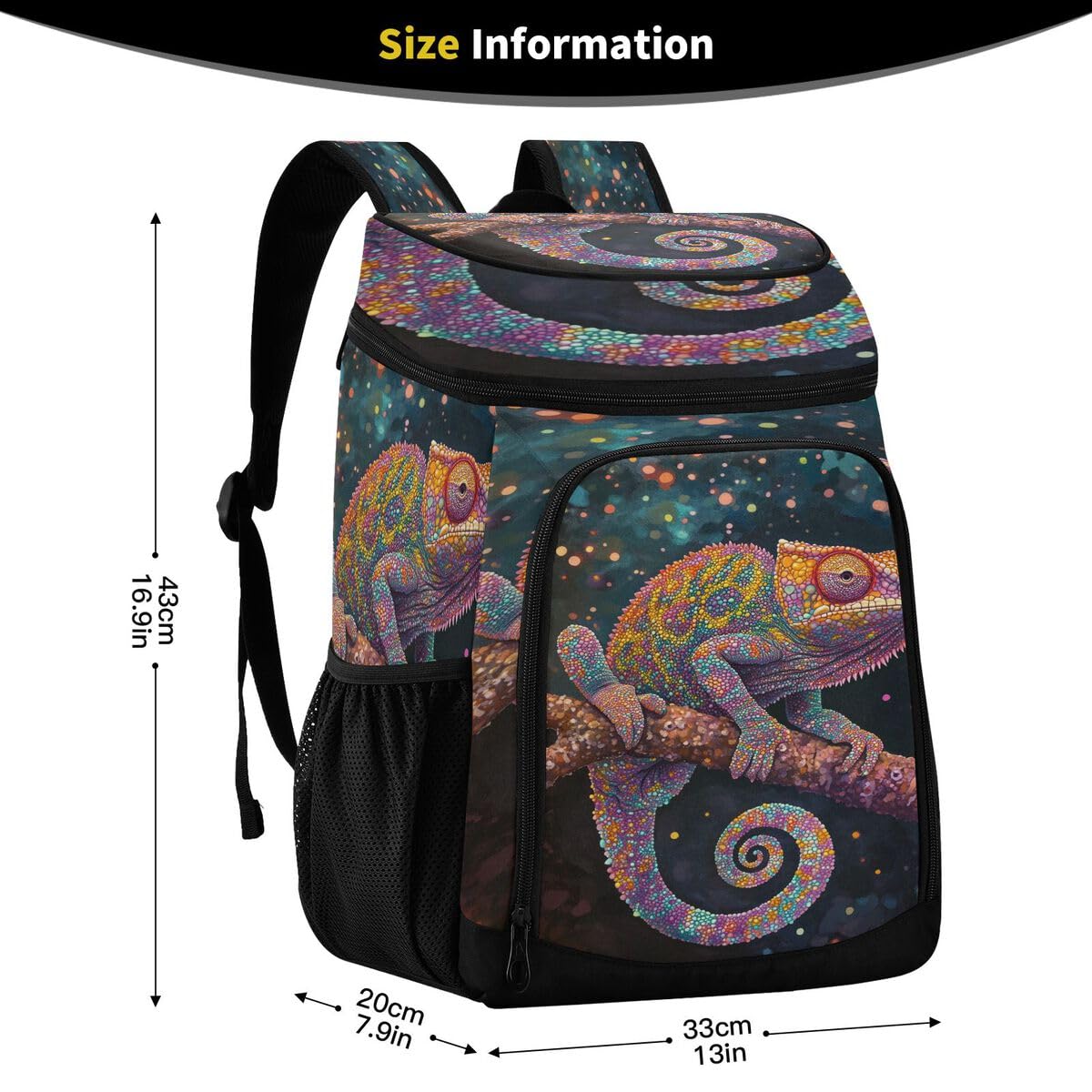 Chameleon Branch Blue Cooler Backpack Leakproof Insulated Lunch Cooler Bag 30 Cans Camping Backpacks for Beach Picnic Road Trip